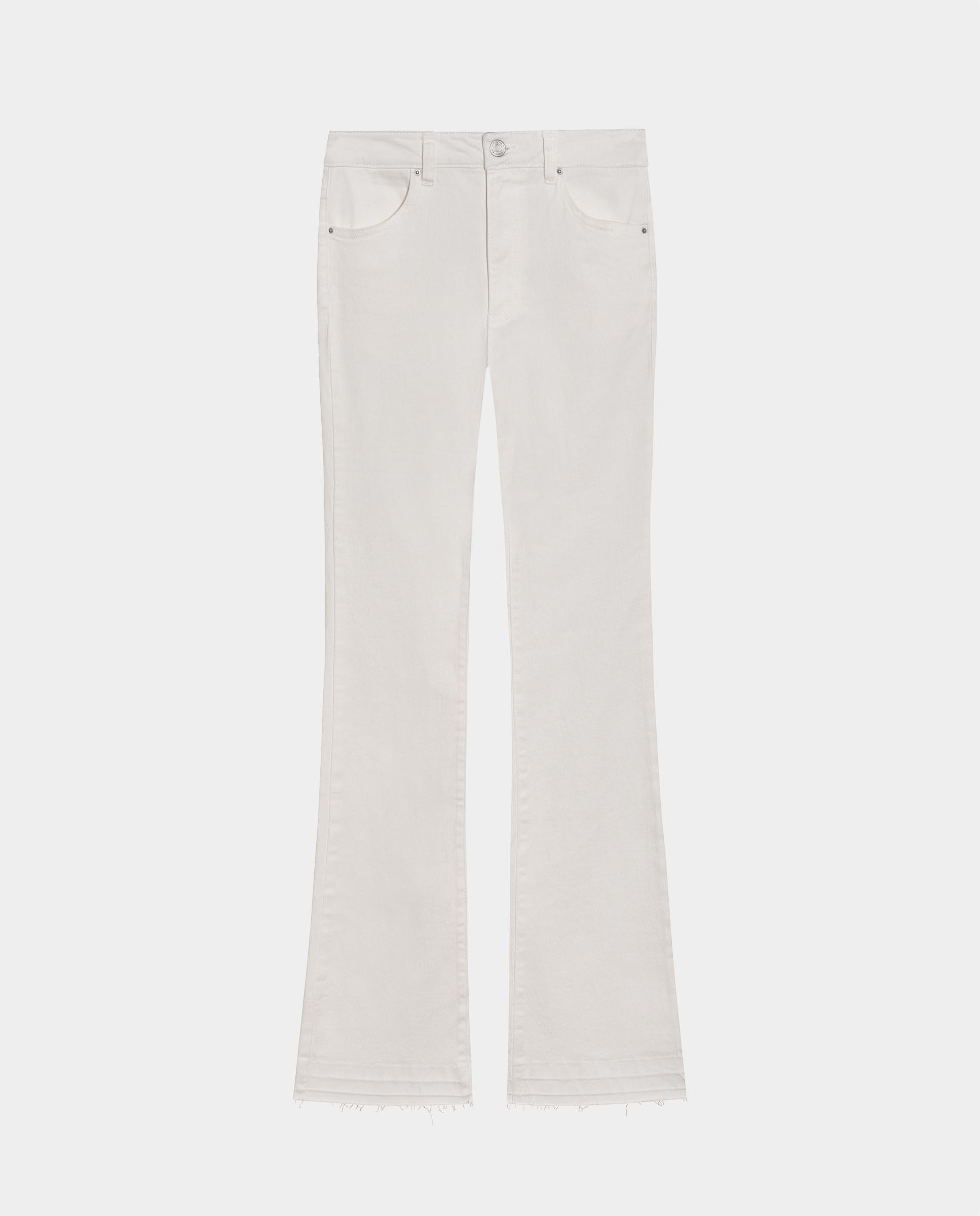 Vaqueros campana de mujer de talle alto y cuatro bolsillos - Noon - Blanco Blanco-4