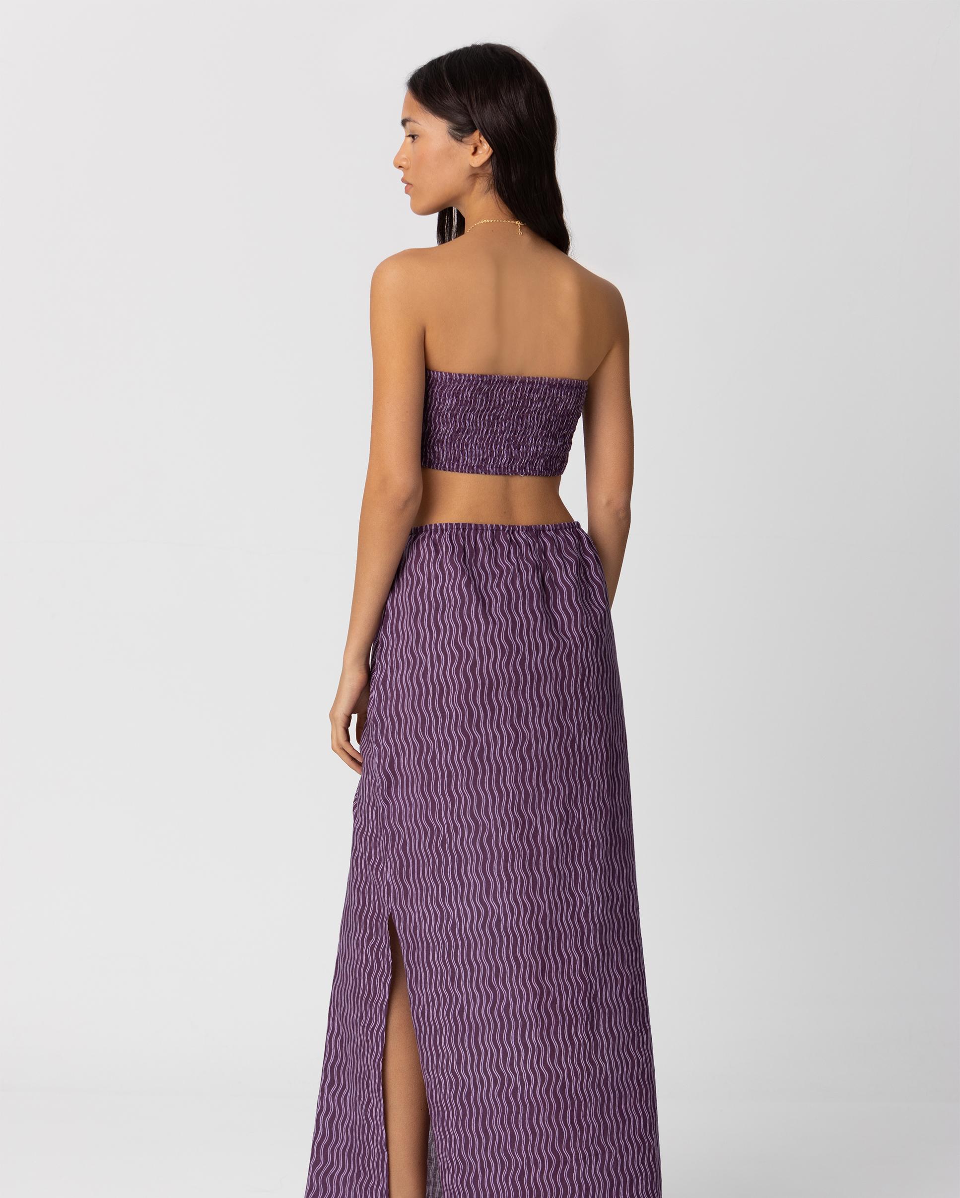 Imagen 2 de Vestido largo palabra de honor con rayas - Noon - Morado Morado
