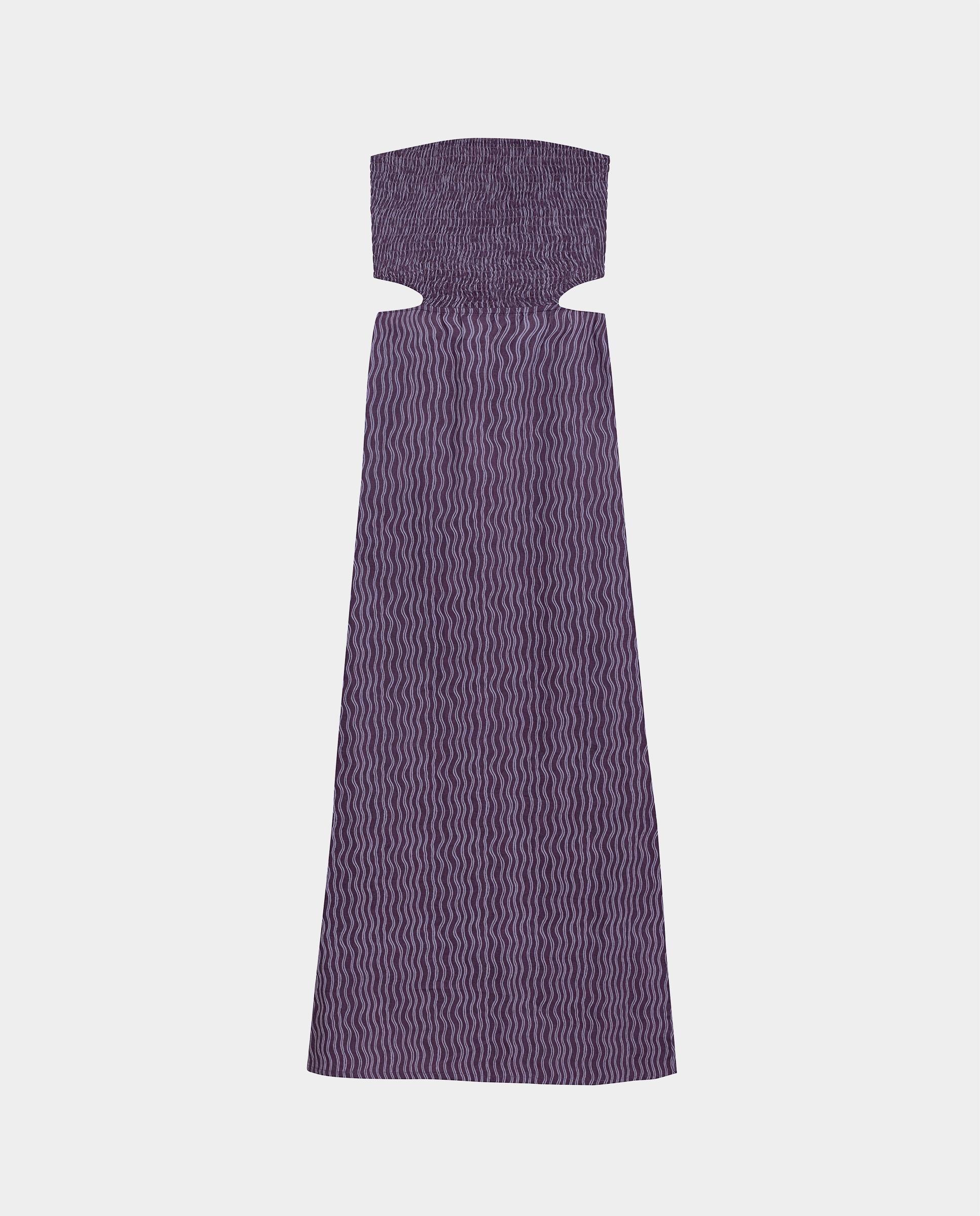 Imagen 5 de Vestido largo palabra de honor con rayas - Noon - Morado Morado
