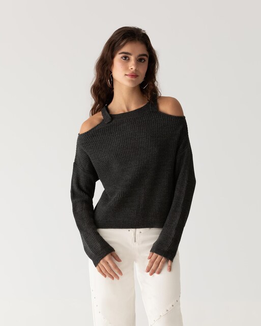 Imagen 0 de Jersey de mujer con hombros al aire y cuello ajustable con hebilla