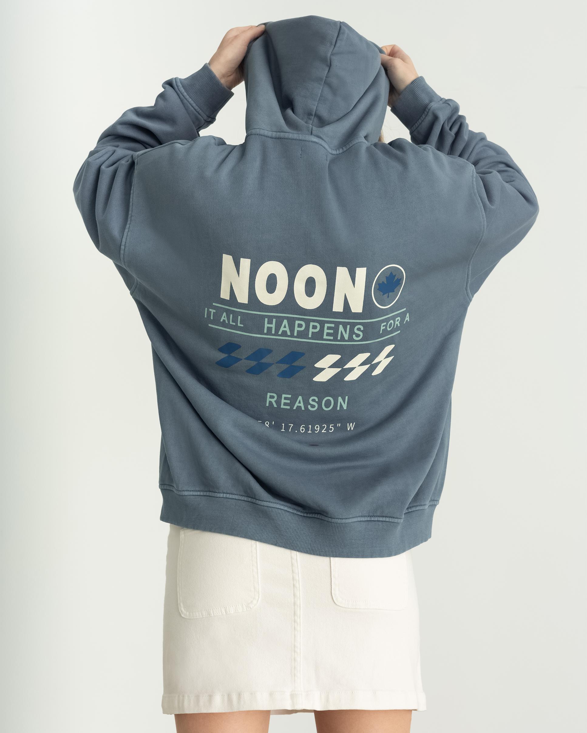 Sudadera de mujer con capucha y estampado trasero - Noon - Azul Azul-2