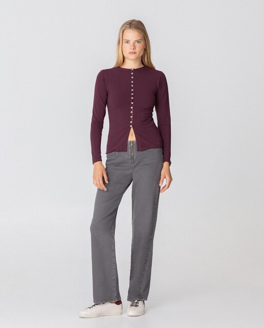 Imagen 0 de Vaqueros de mujer de talle medio con cremallera exterior