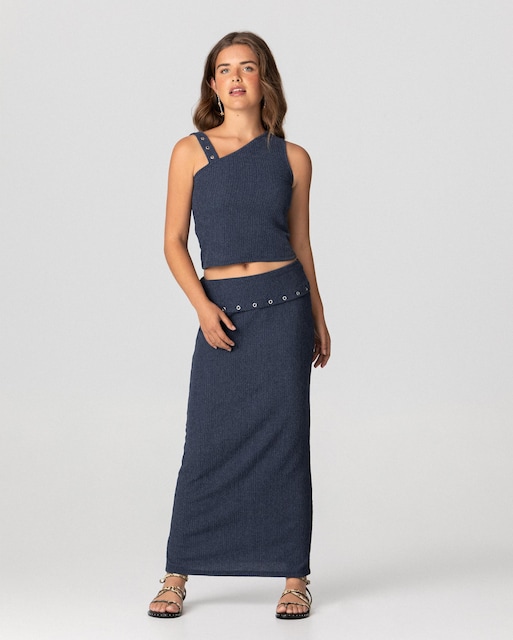 Imagen 0 de Falda larga elástica con detalles dorados