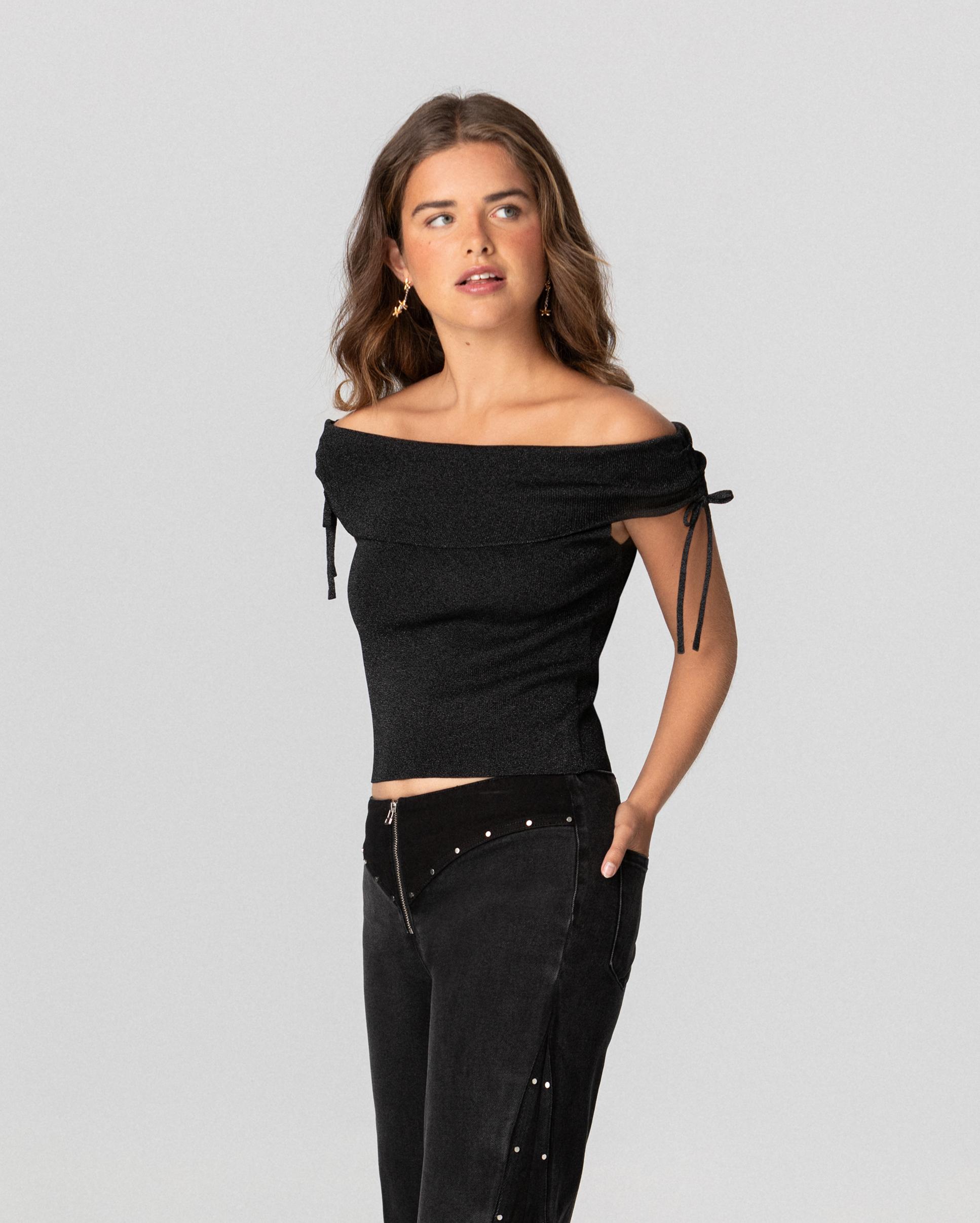 Top de mujer palabra de honor con lazadas - Noon - Negro Negro-1