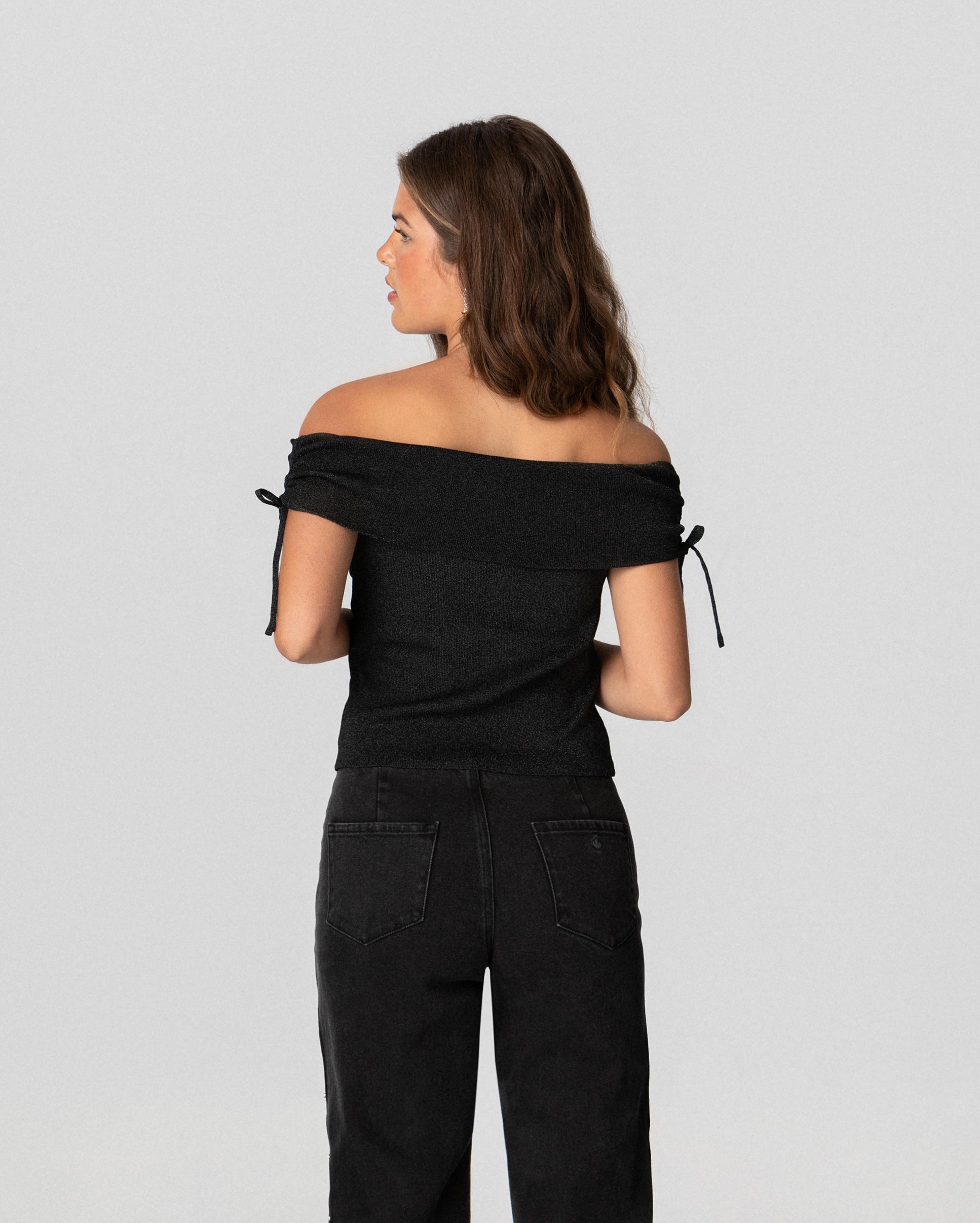 Top de mujer palabra de honor con lazadas - Noon - Negro Negro-2