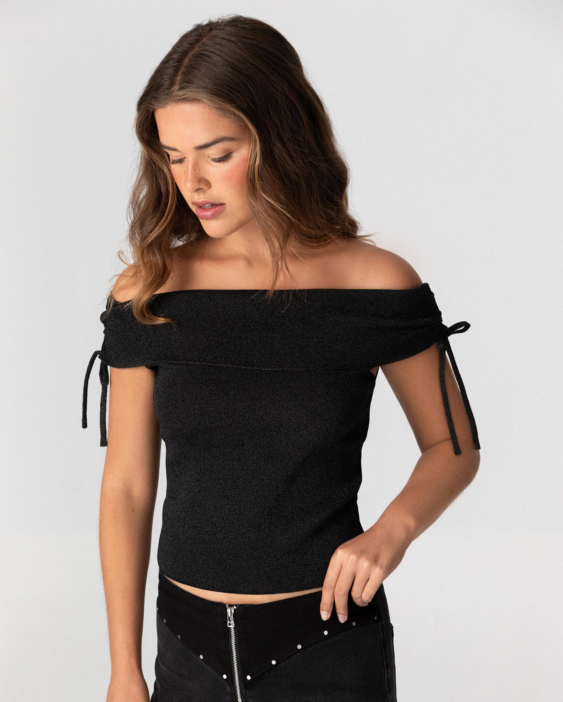 Top de mujer palabra de honor con lazadas - Noon - Negro Negro-3