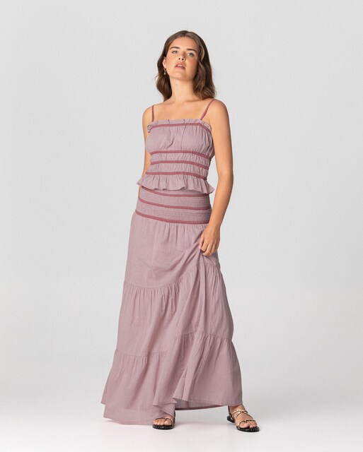 Imagen 0 de Falda larga con volante y cintura fruncida