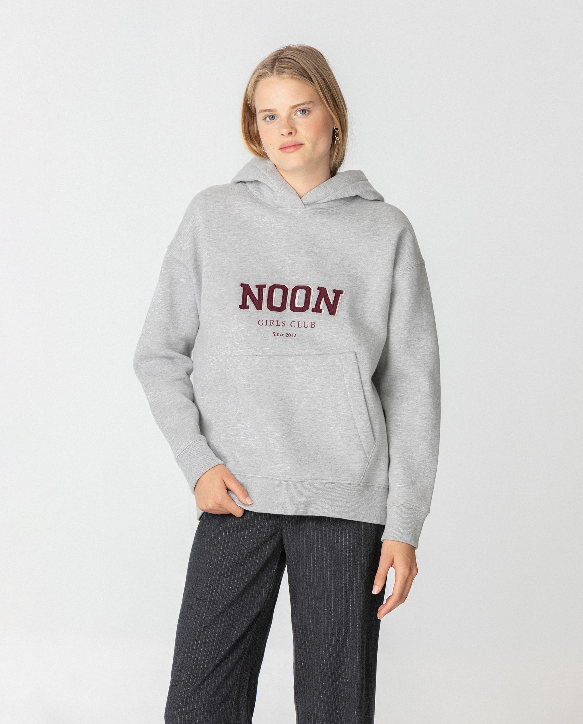 Sudadera de mujer con capucha y logo bordado - Noon - Gris Gris-1