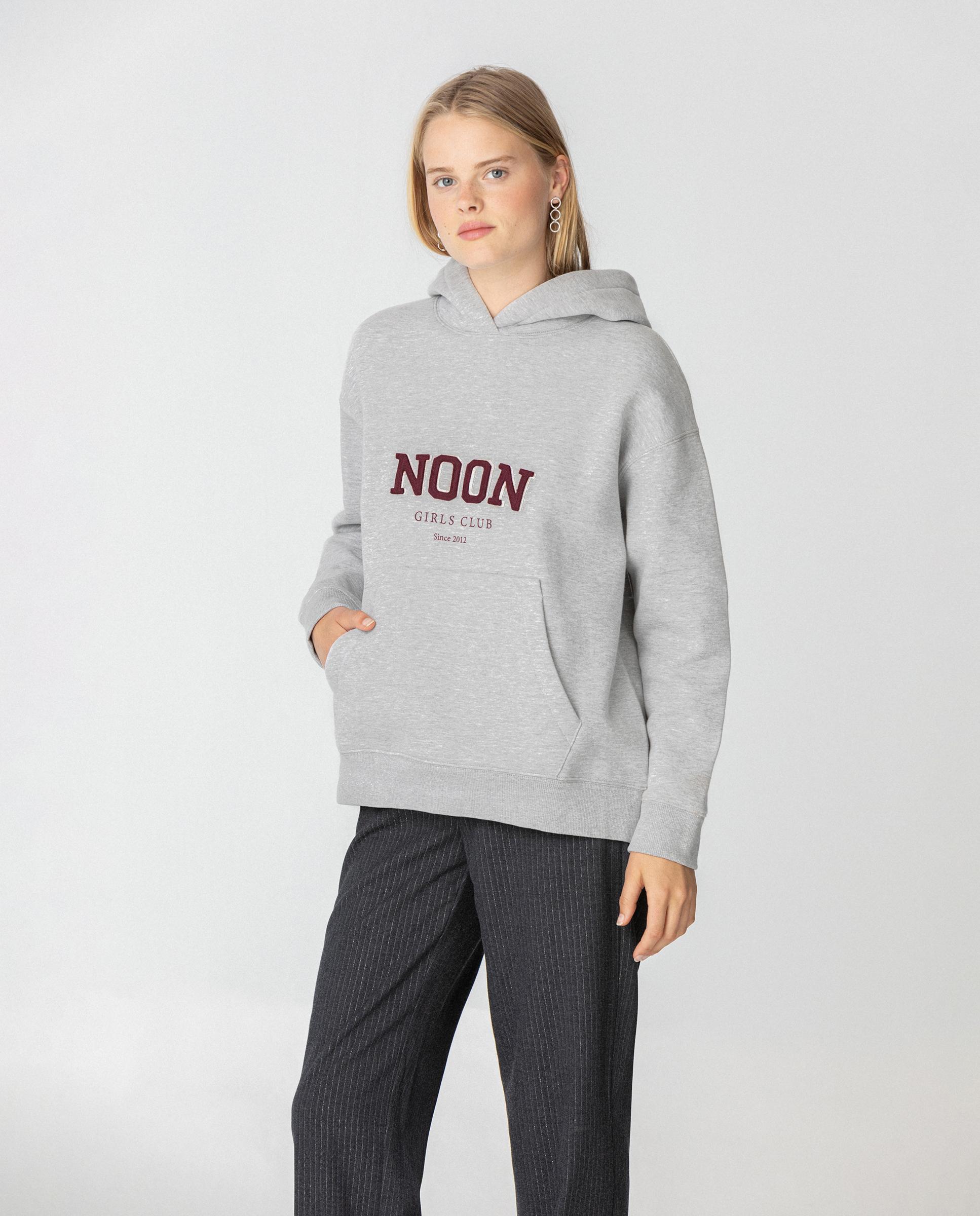 Sudadera de mujer con capucha y logo bordado - Noon - Gris Gris-3
