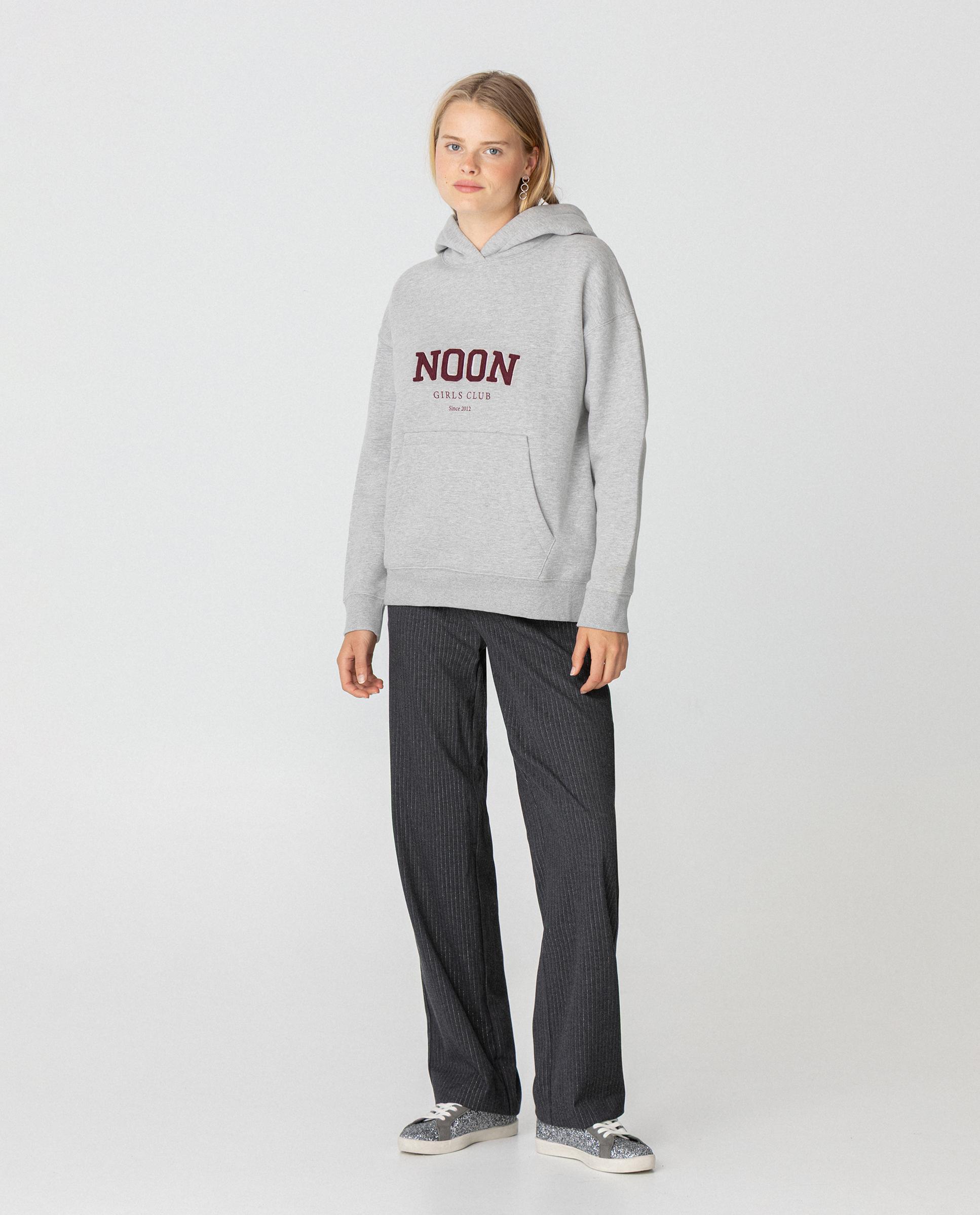 Sudadera de mujer con capucha y logo bordado - Noon - Gris Gris-4