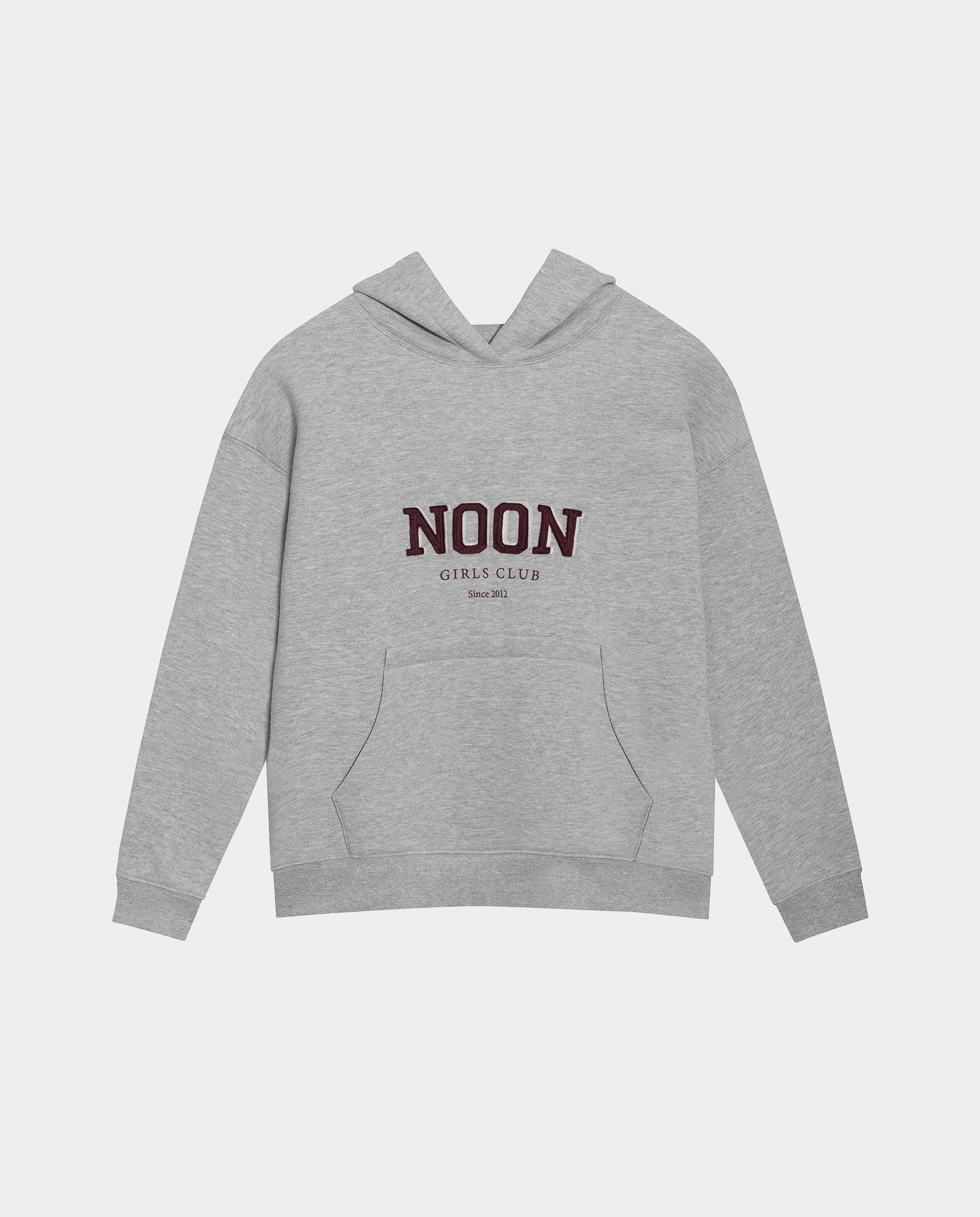 Sudadera de mujer con capucha y logo bordado - Noon - Gris Gris-5