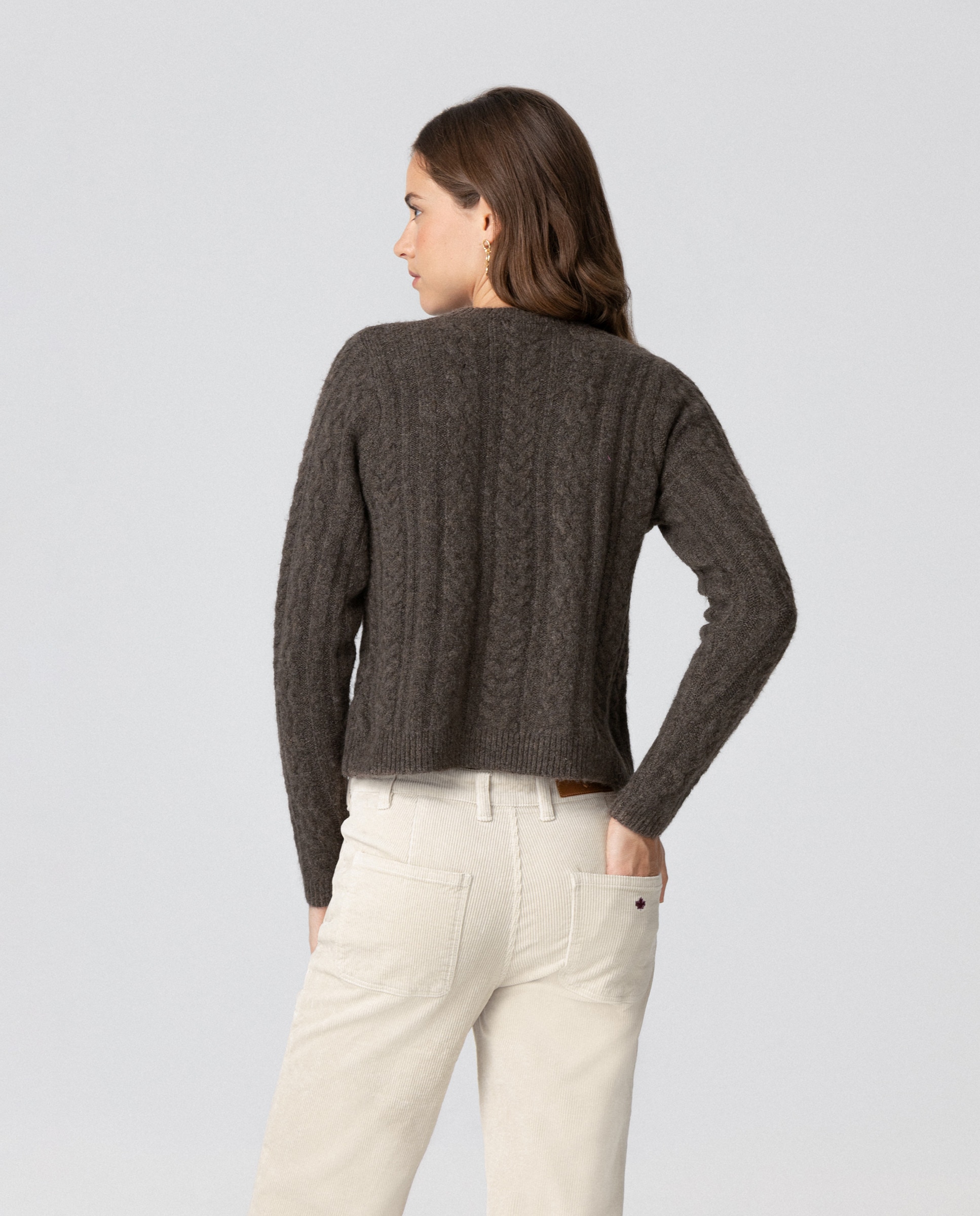Jersey de mujer cuello caja de punto - Noon - Marrón Marrón-2