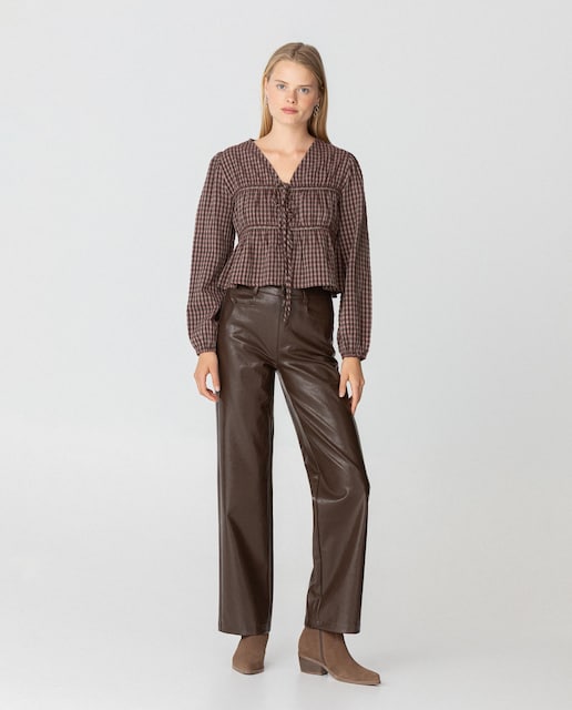 Imagen 0 de Pantalon de mujer efecto piel de talle alto