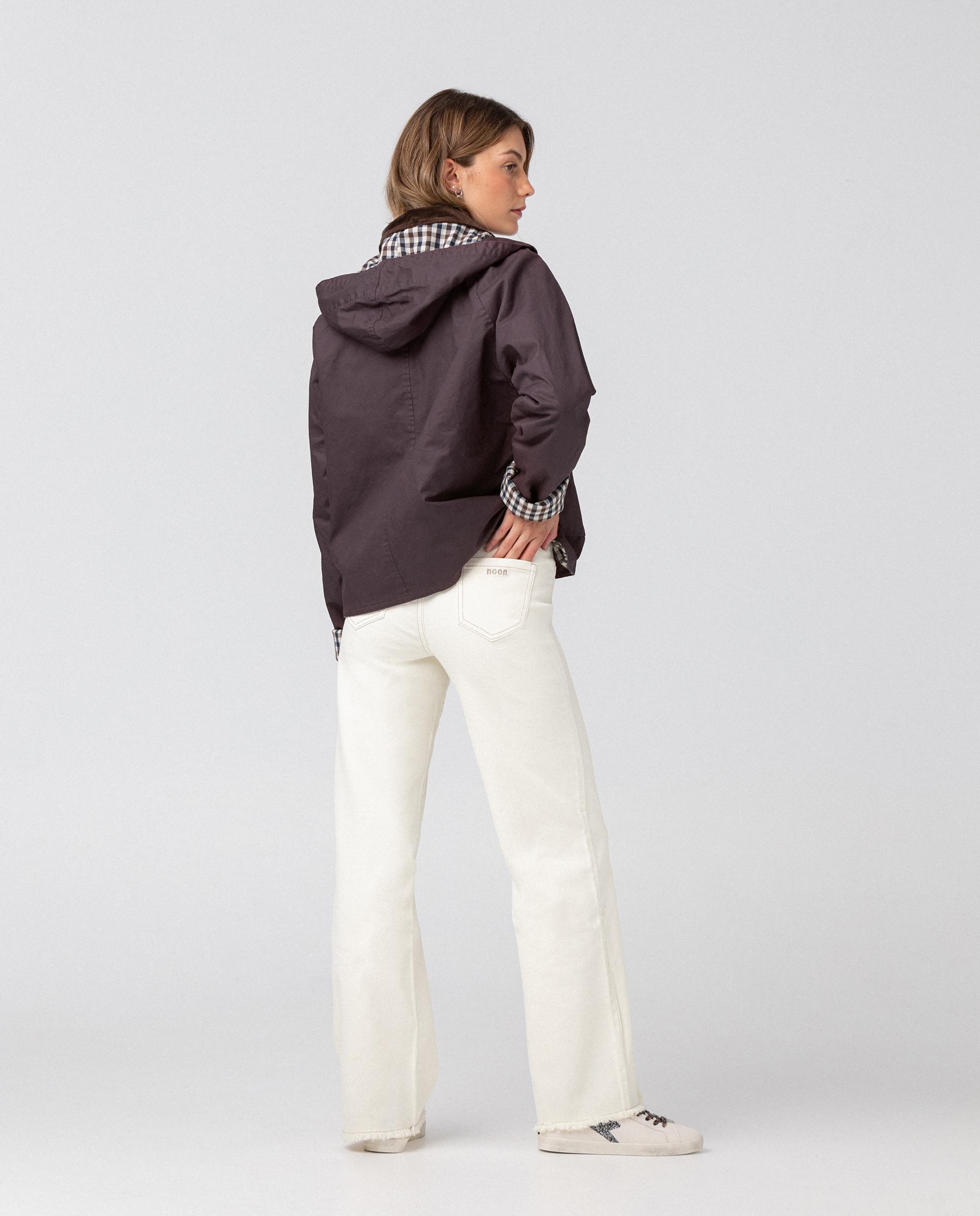 Parka corta de mujer impermeable con cuello de pana - Noon - Burdeos Burdeos-2