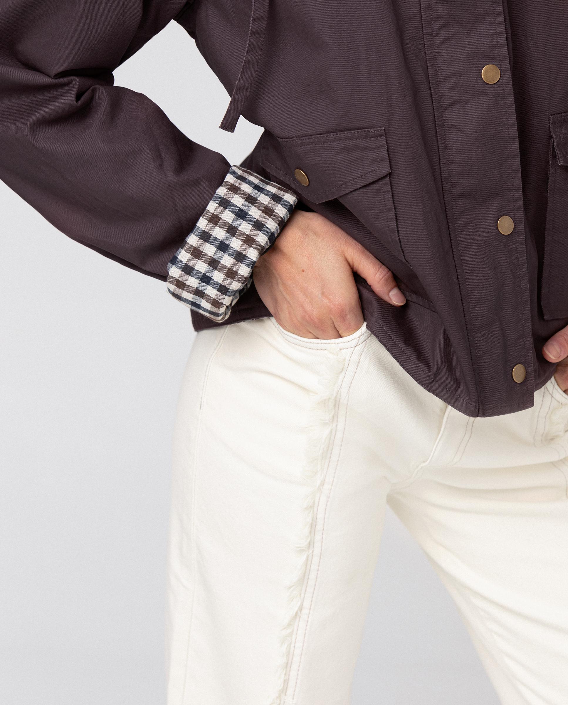 Parka corta de mujer impermeable con cuello de pana - Noon - Burdeos Burdeos-4