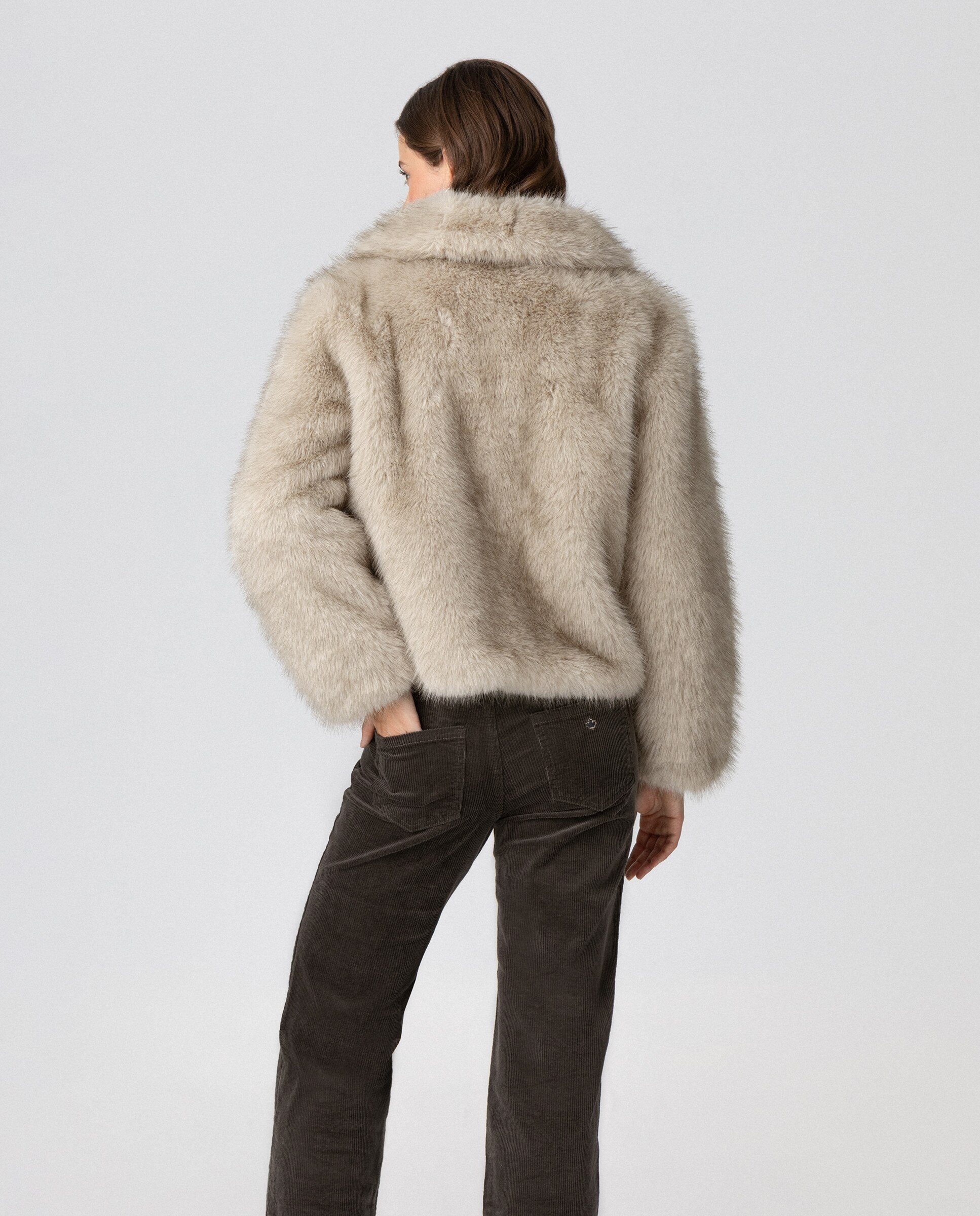 Chaqueta pelo lisa de mujer - Noon - Crudo Crudo-2
