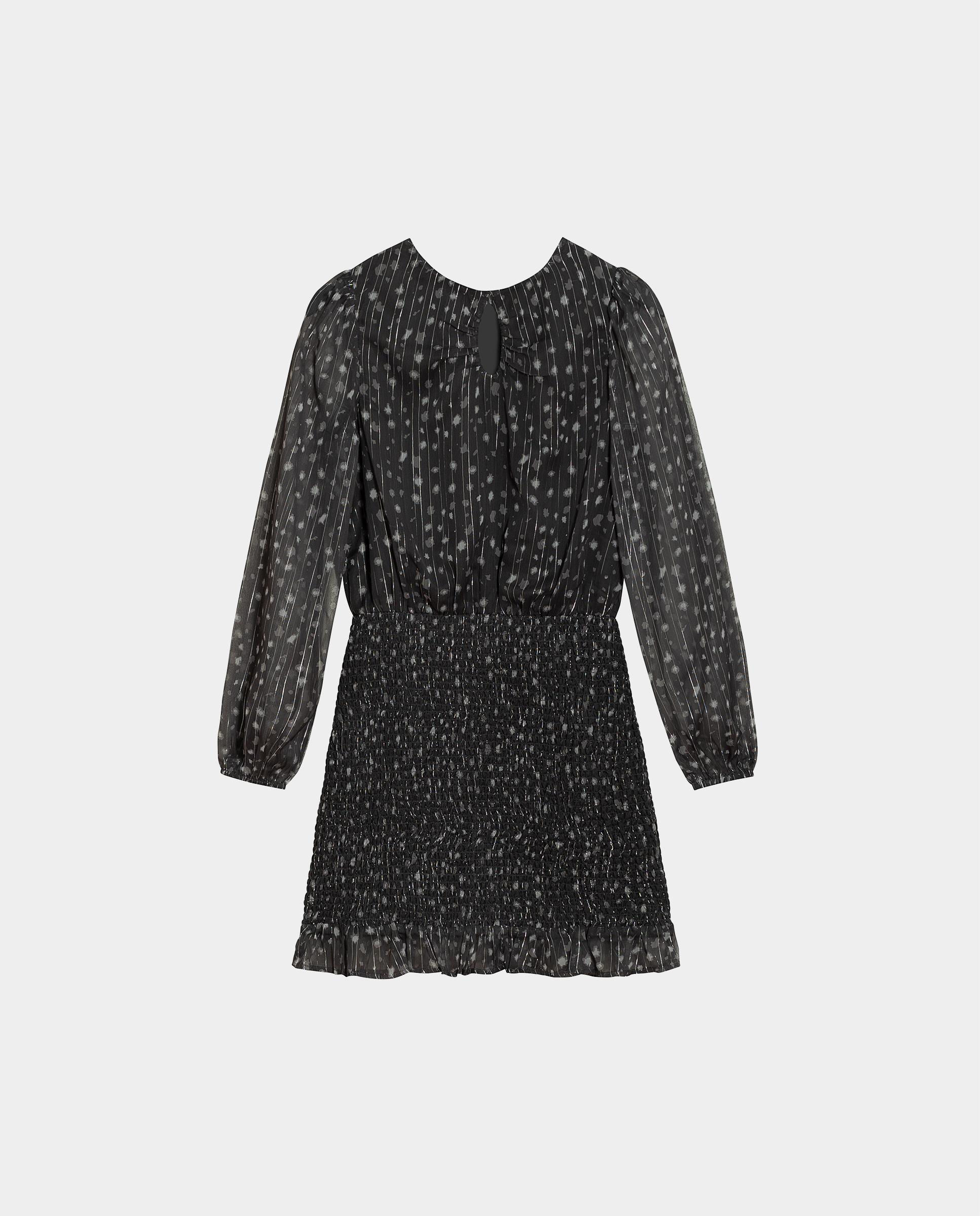 Vestido mini de manga larga con estampado - Noon - Negro Negro-5