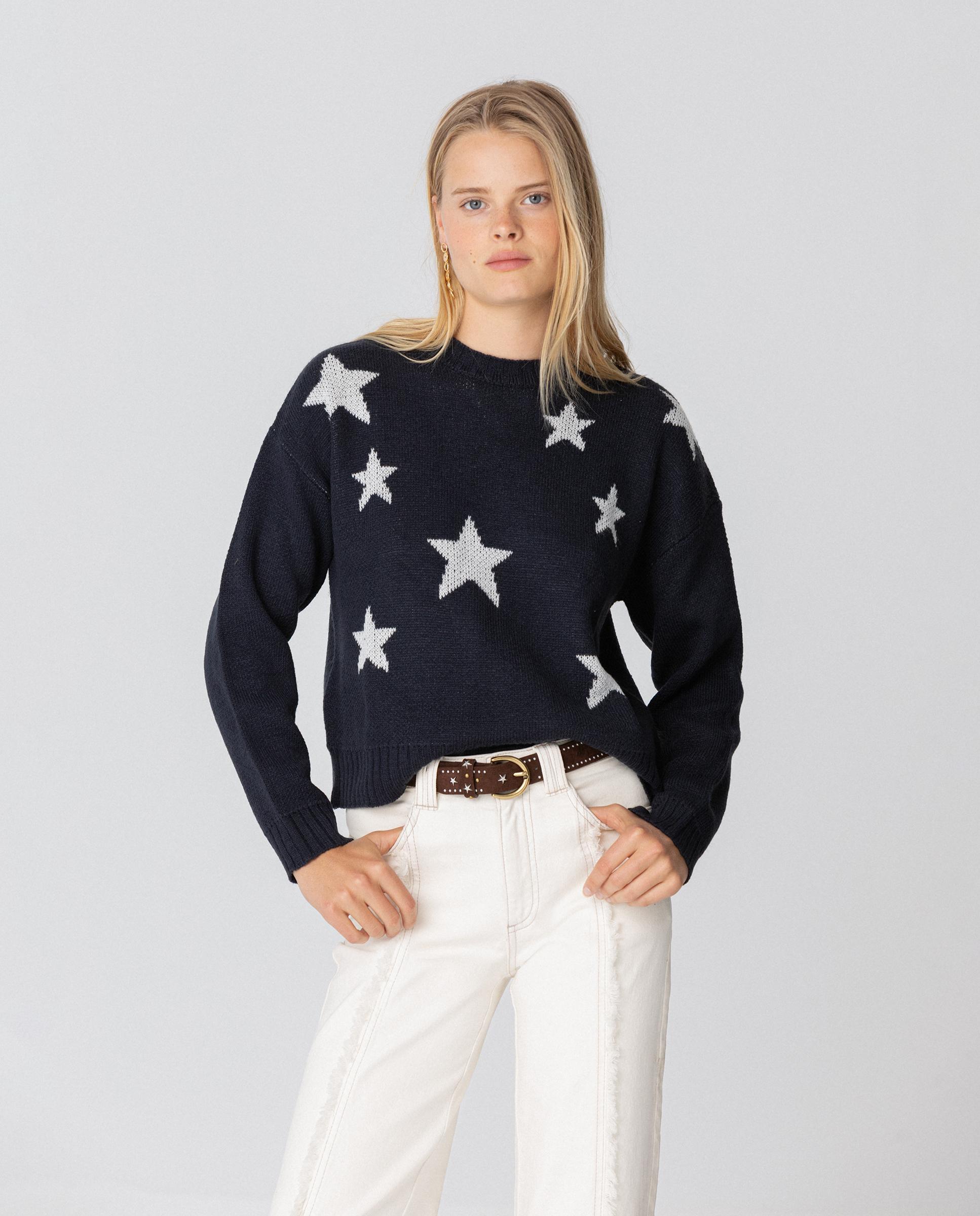 Jersey de mujer con estampado estrellas - Noon - Azul marino Azul marino-1