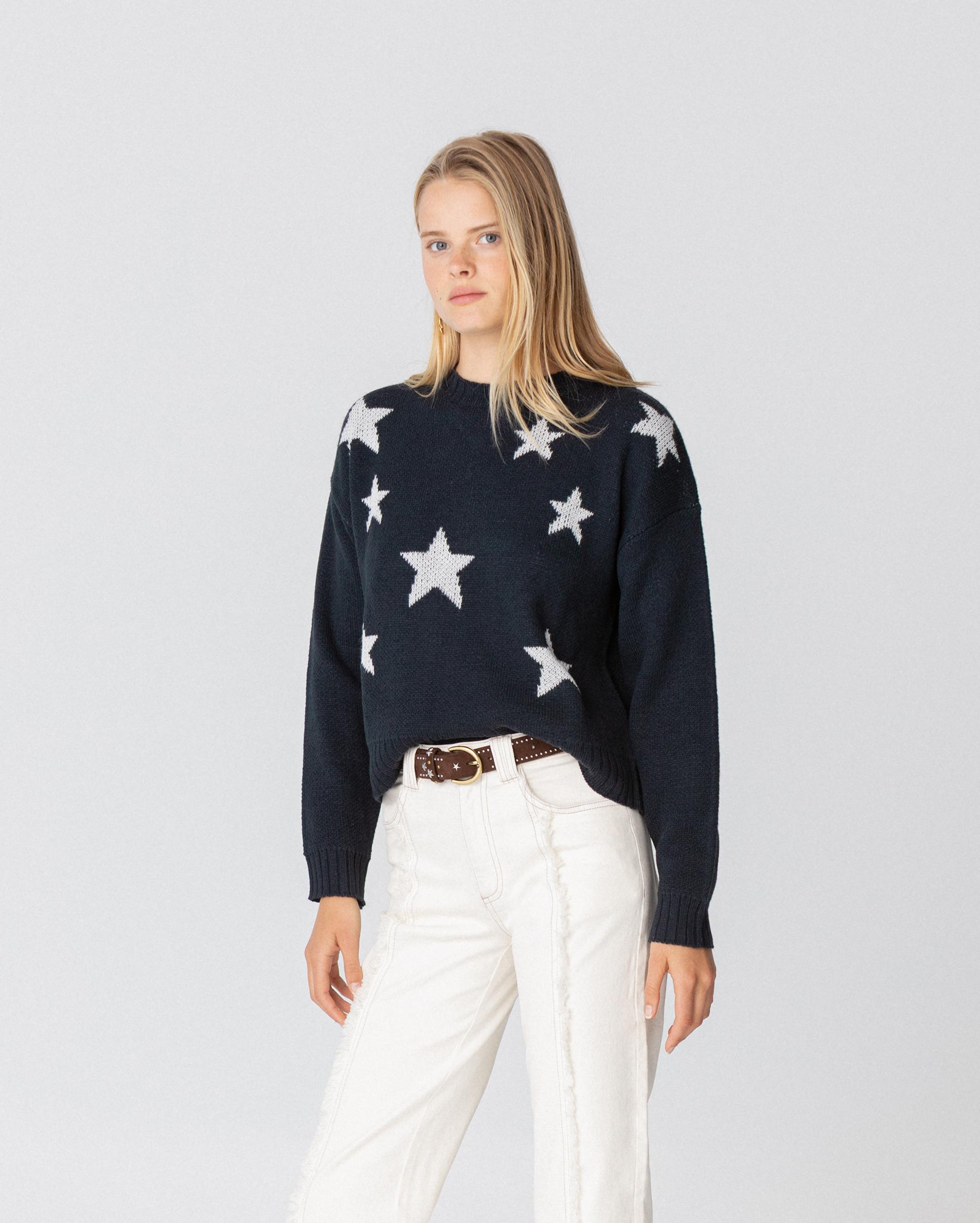 Jersey de mujer con estampado estrellas - Noon - Azul marino Azul marino-3