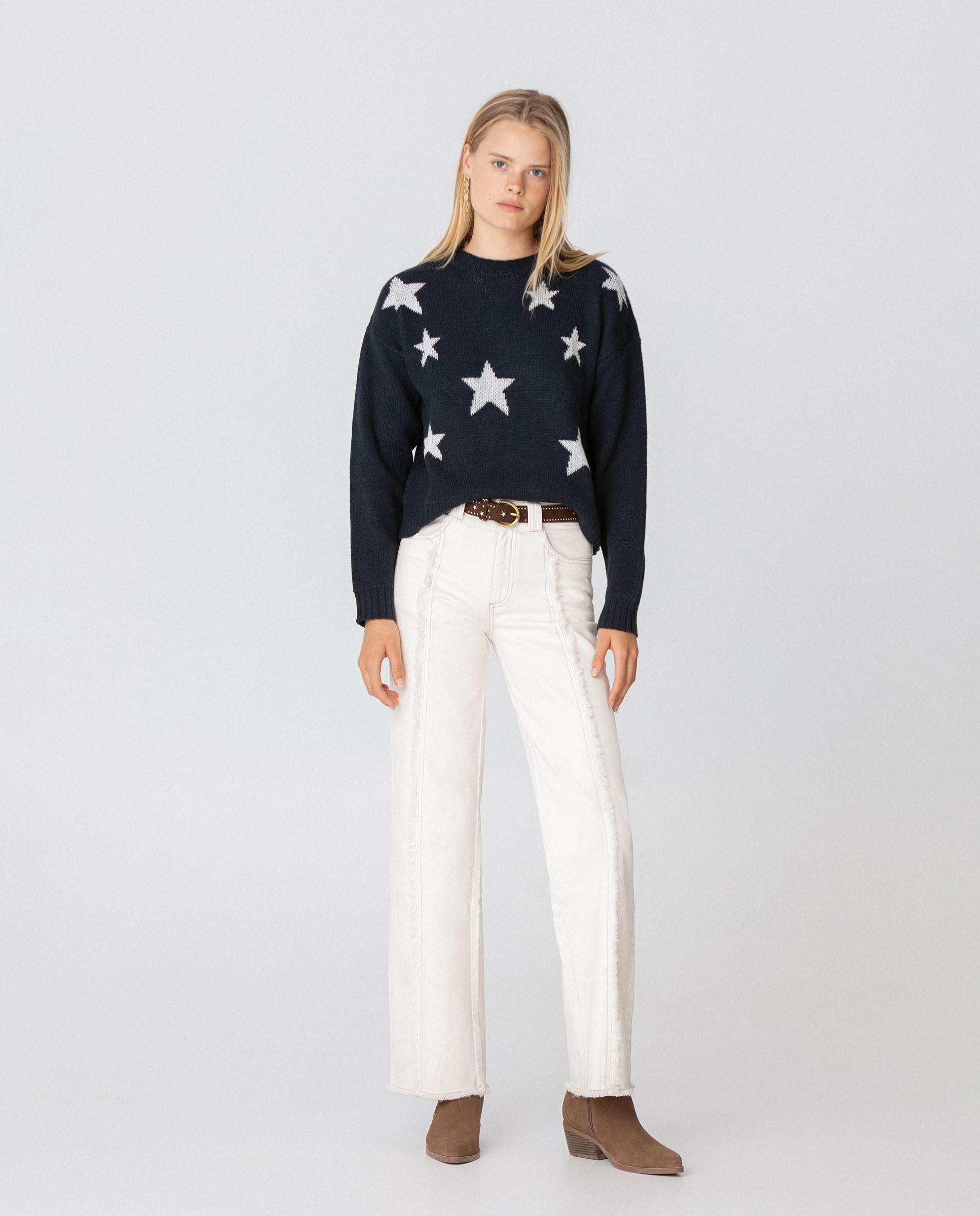 Jersey de mujer con estampado estrellas - Noon - Azul marino Azul marino-4