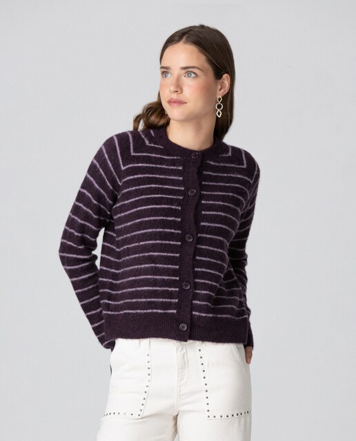 Imagen 0 de Cardigan de mujer de rayas y manga larga con botones