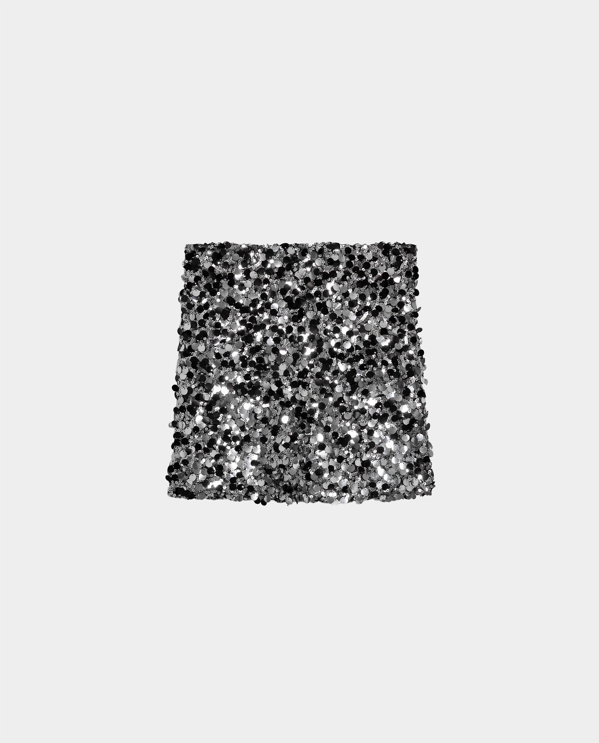 Minifalda de lentejuelas - Noon - Plata Plata-5