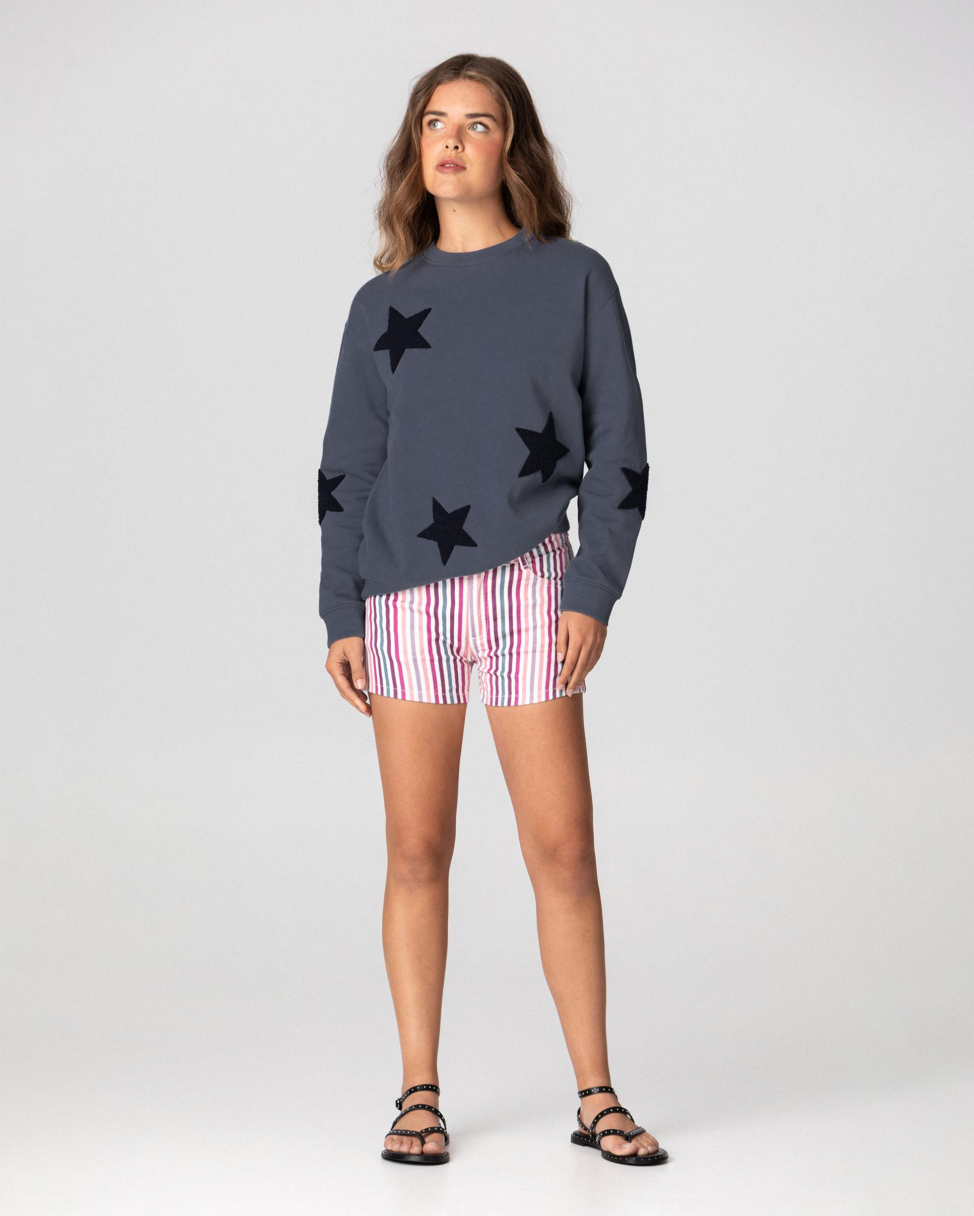Noon - Shorts de mujer de talle medio con rayas.