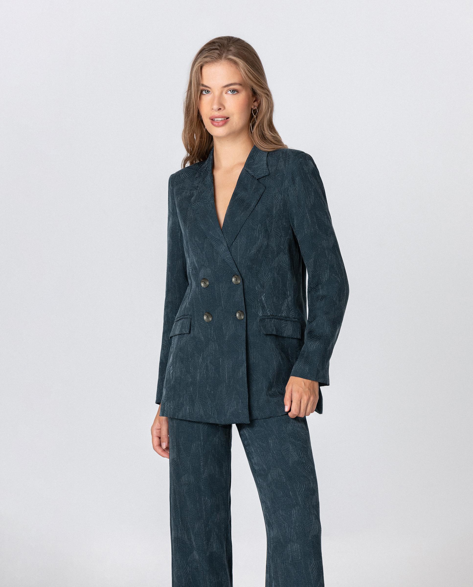 Blazer de mujer cruzada con cuello solapa - Noon - Azul Azul-1