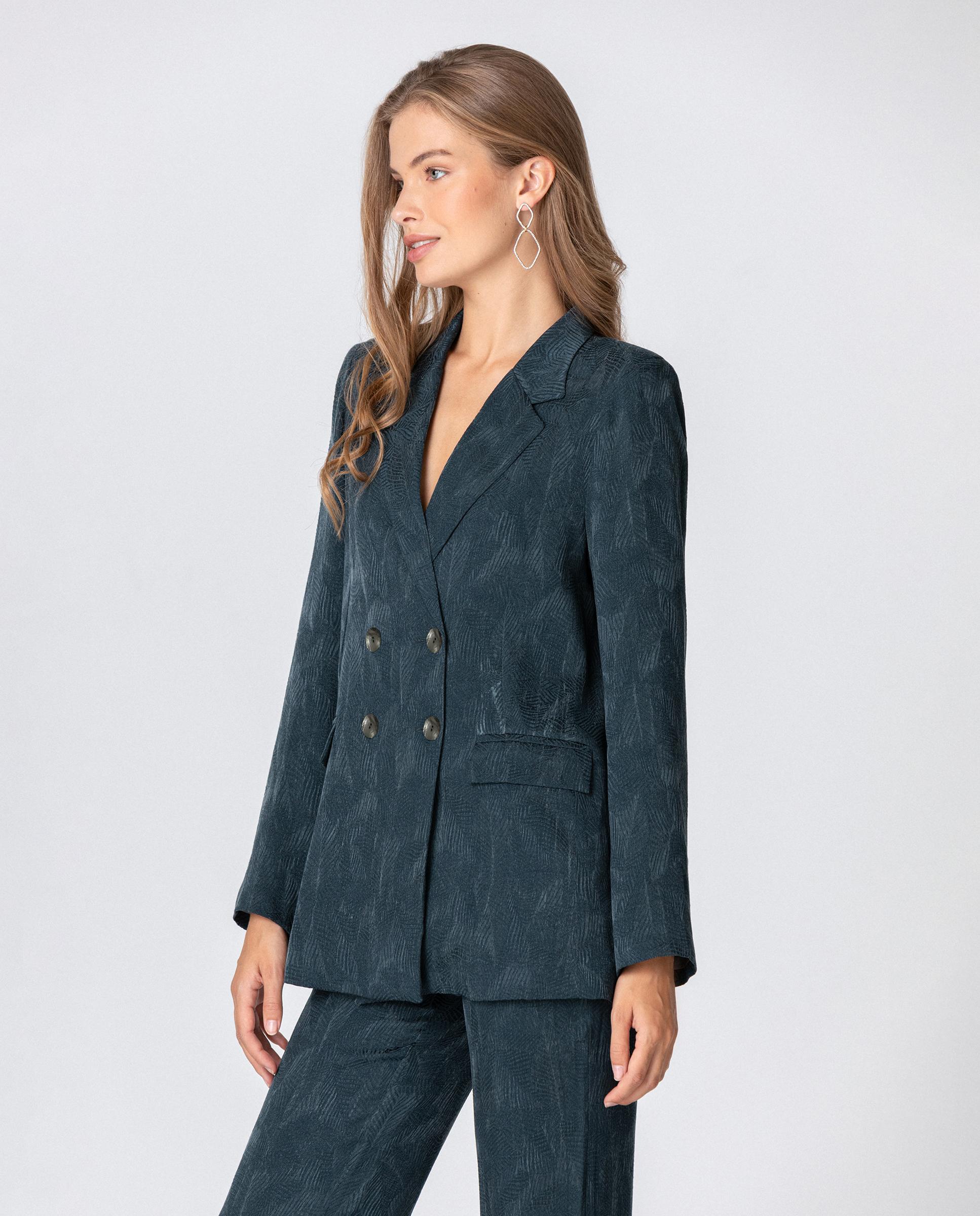 Blazer de mujer cruzada con cuello solapa - Noon - Azul Azul-3