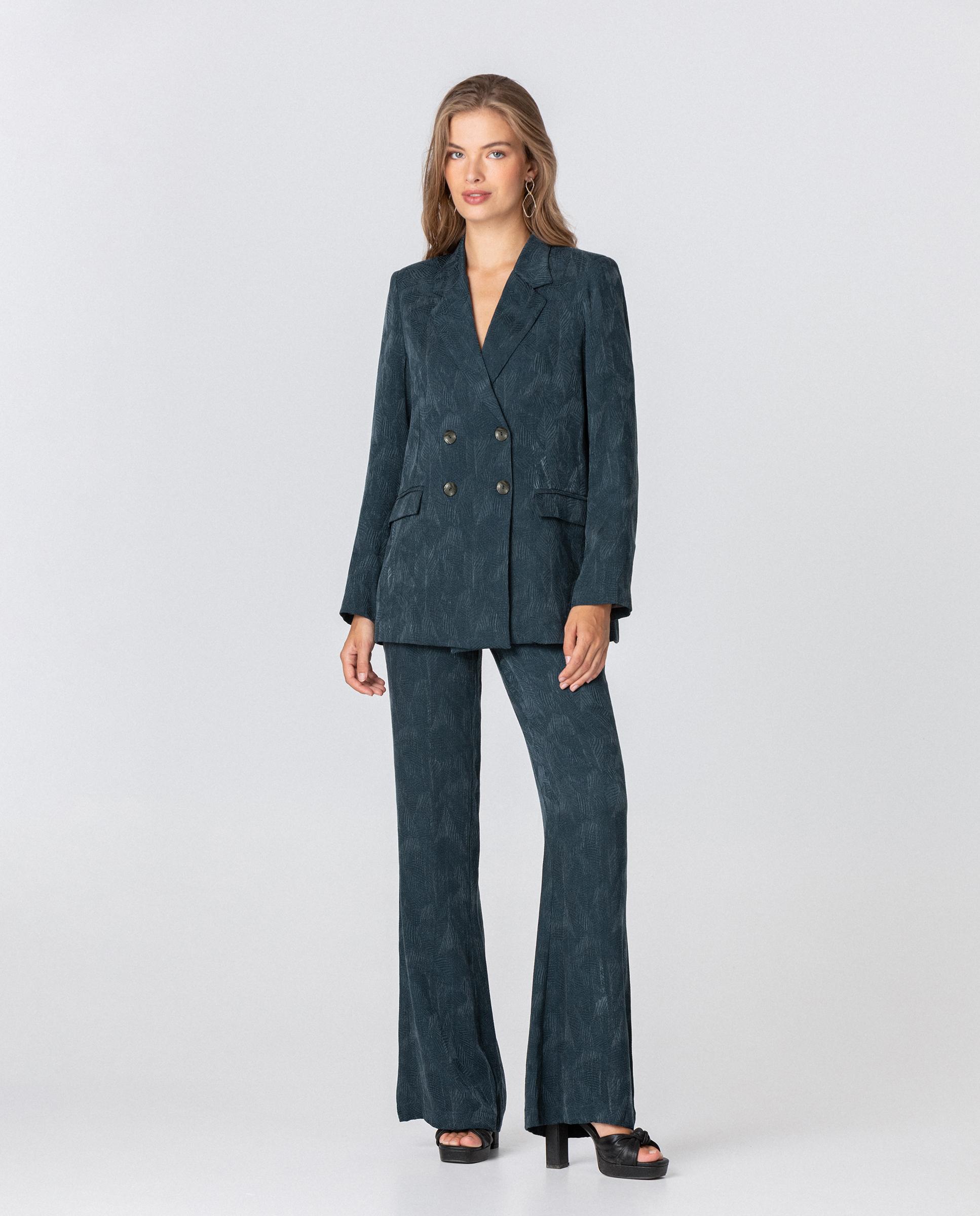 Blazer de mujer cruzada con cuello solapa - Noon - Azul Azul-4