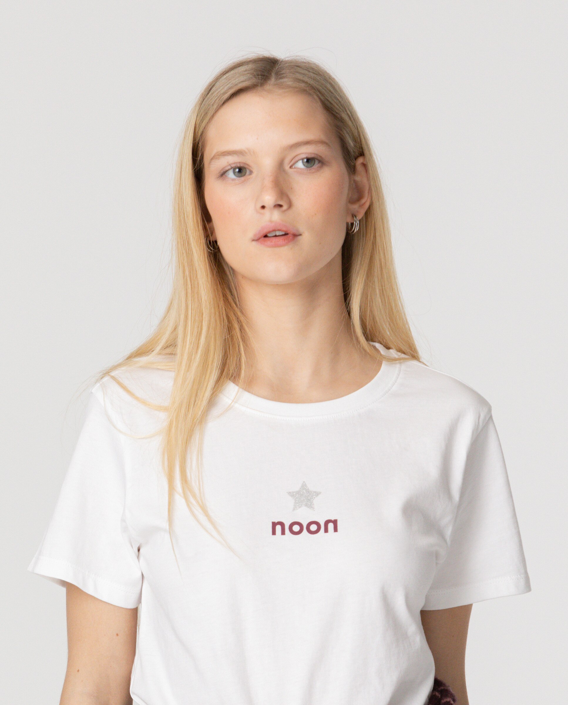 Camiseta de mujer basica con logo - Noon - Blanco Blanco-3