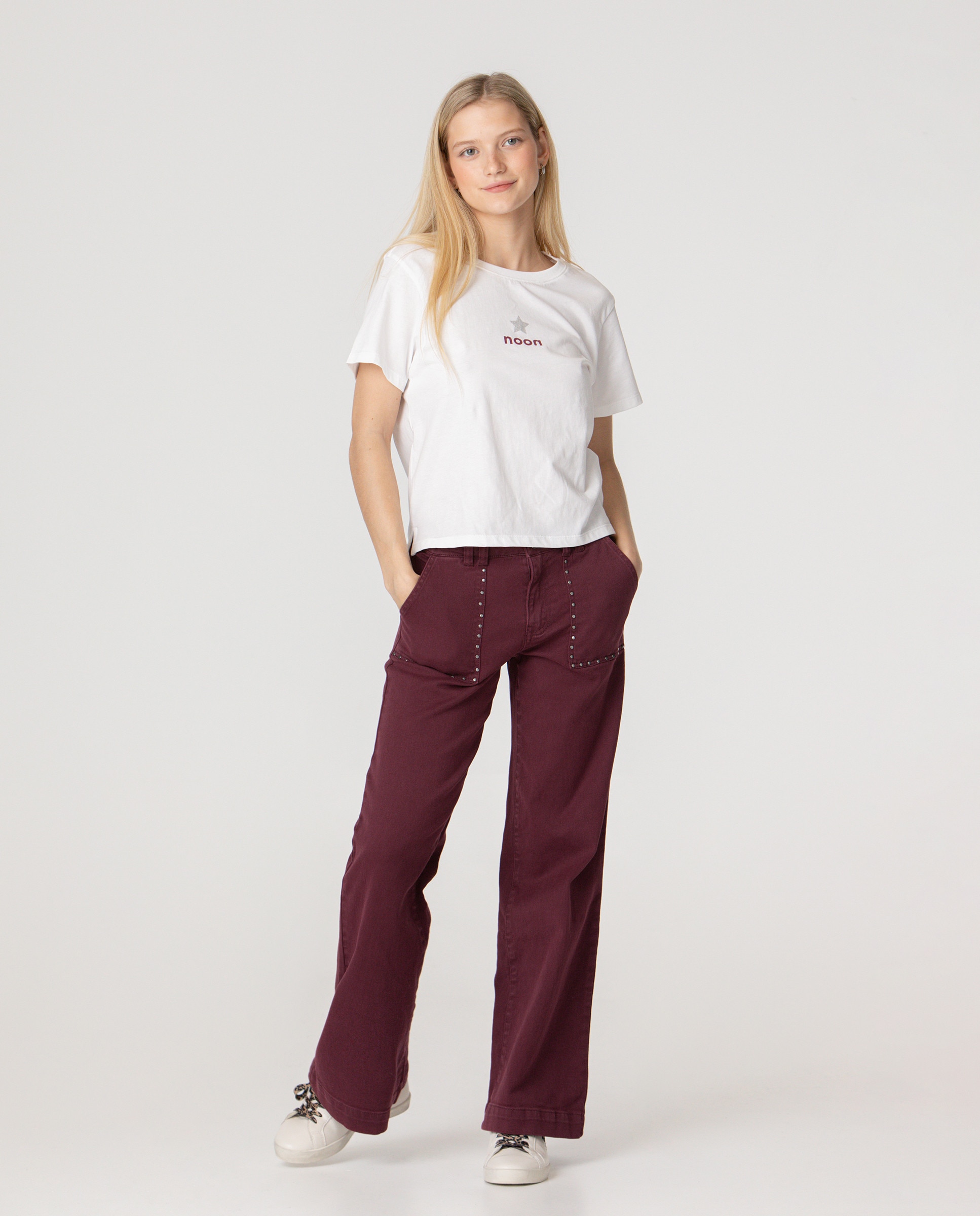Camiseta de mujer basica con logo - Noon - Blanco Blanco-4
