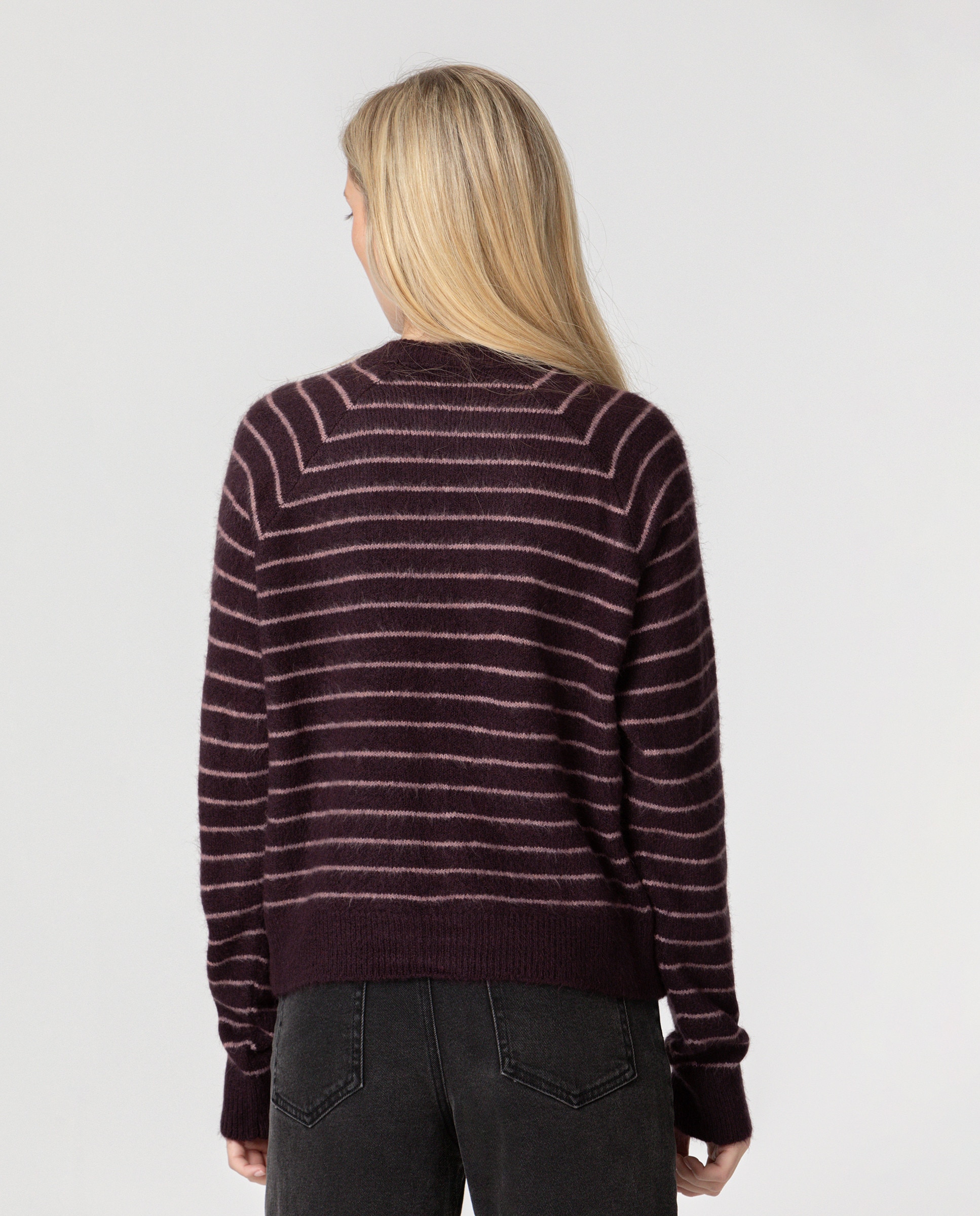 Jersey de mujer a rayas con cuello redondo - Noon - Burdeos Burdeos-2