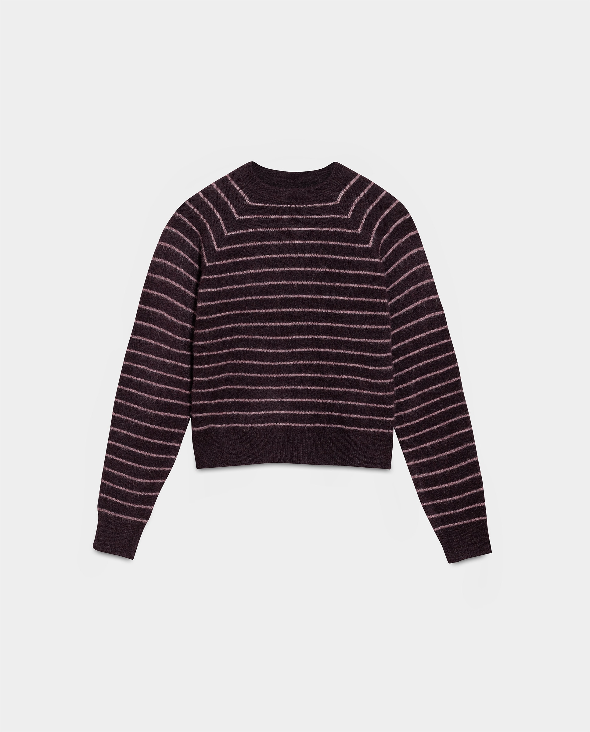 Jersey de mujer a rayas con cuello redondo - Noon - Burdeos Burdeos-5