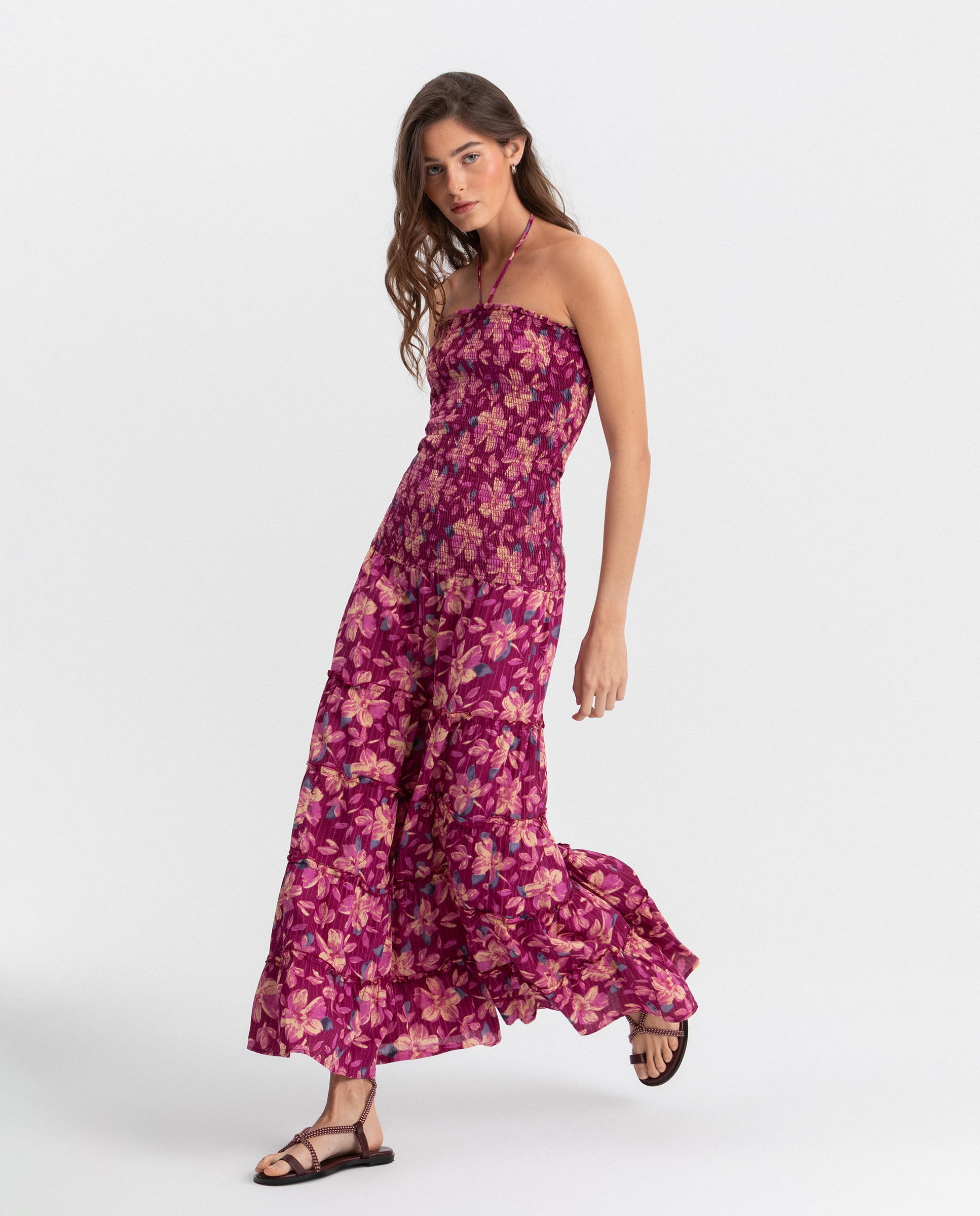 Vestido midi sin mangas - Noon - Fucsia Fucsia-1