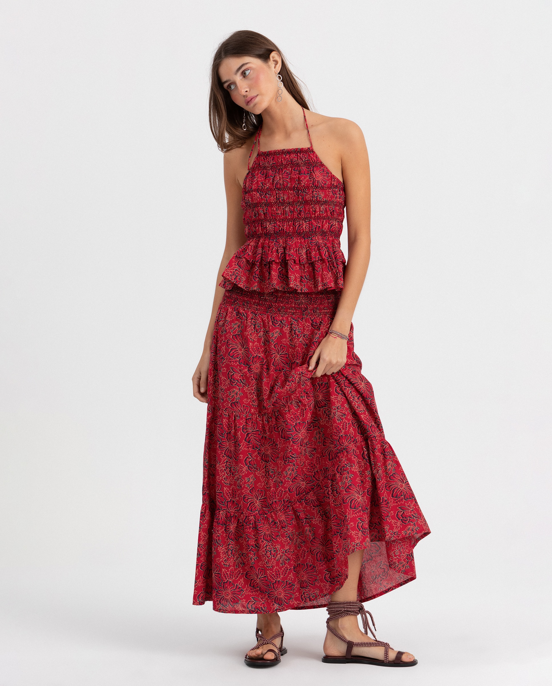 Noon - Falda midi estampada flores.