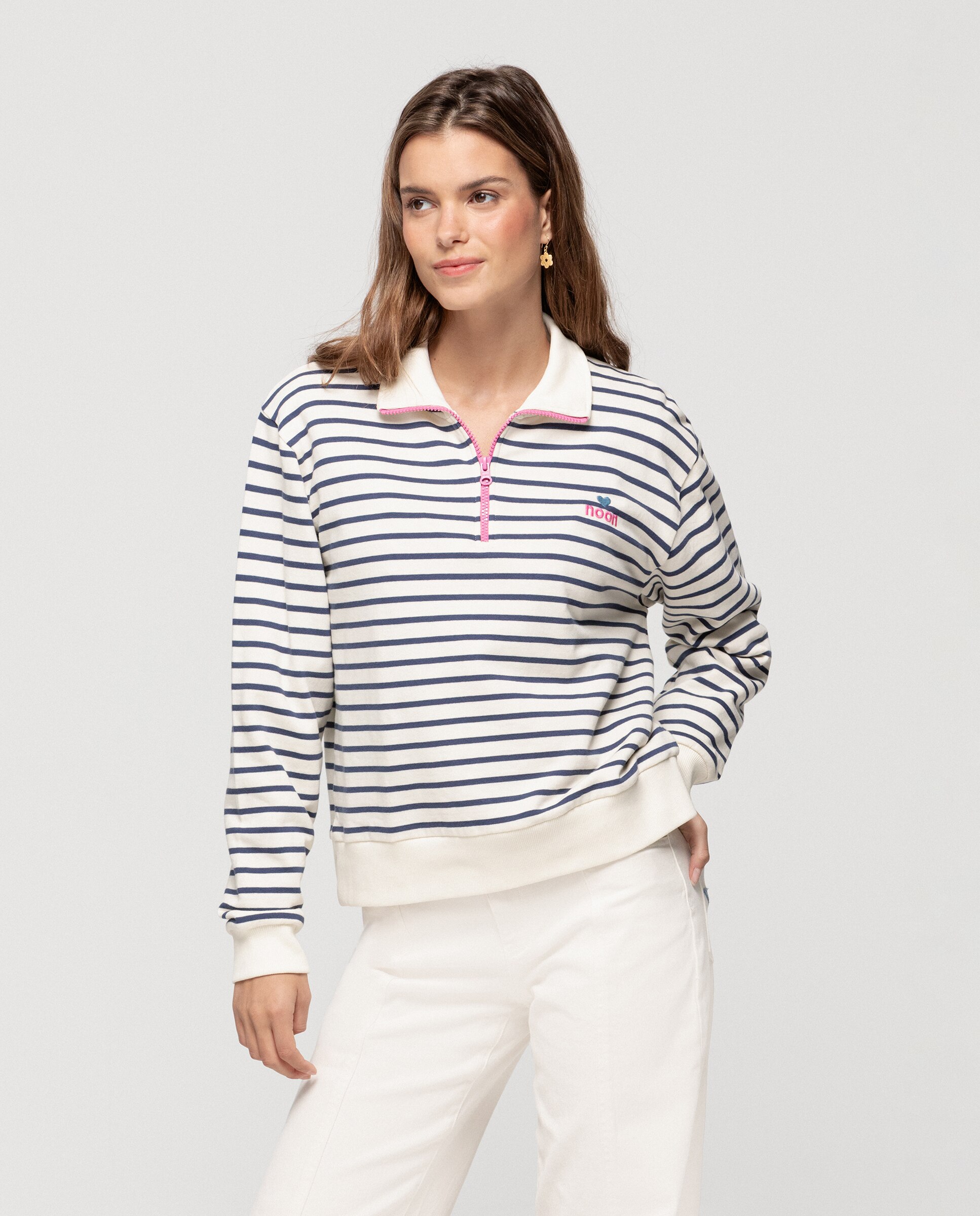 Noon - Sudadera de mujer media cremallera y cuello polo.