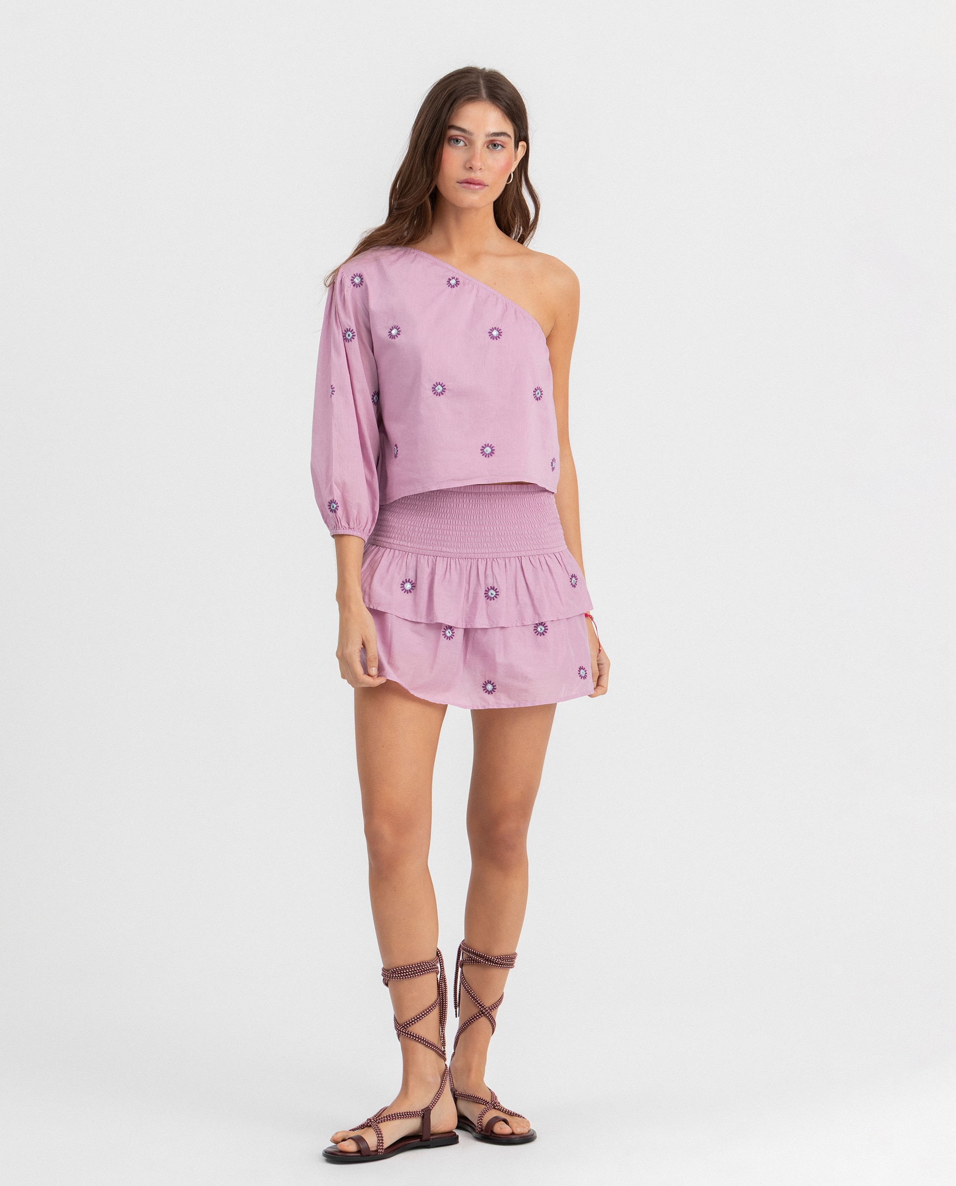 Noon - Falda mini con doble volante.