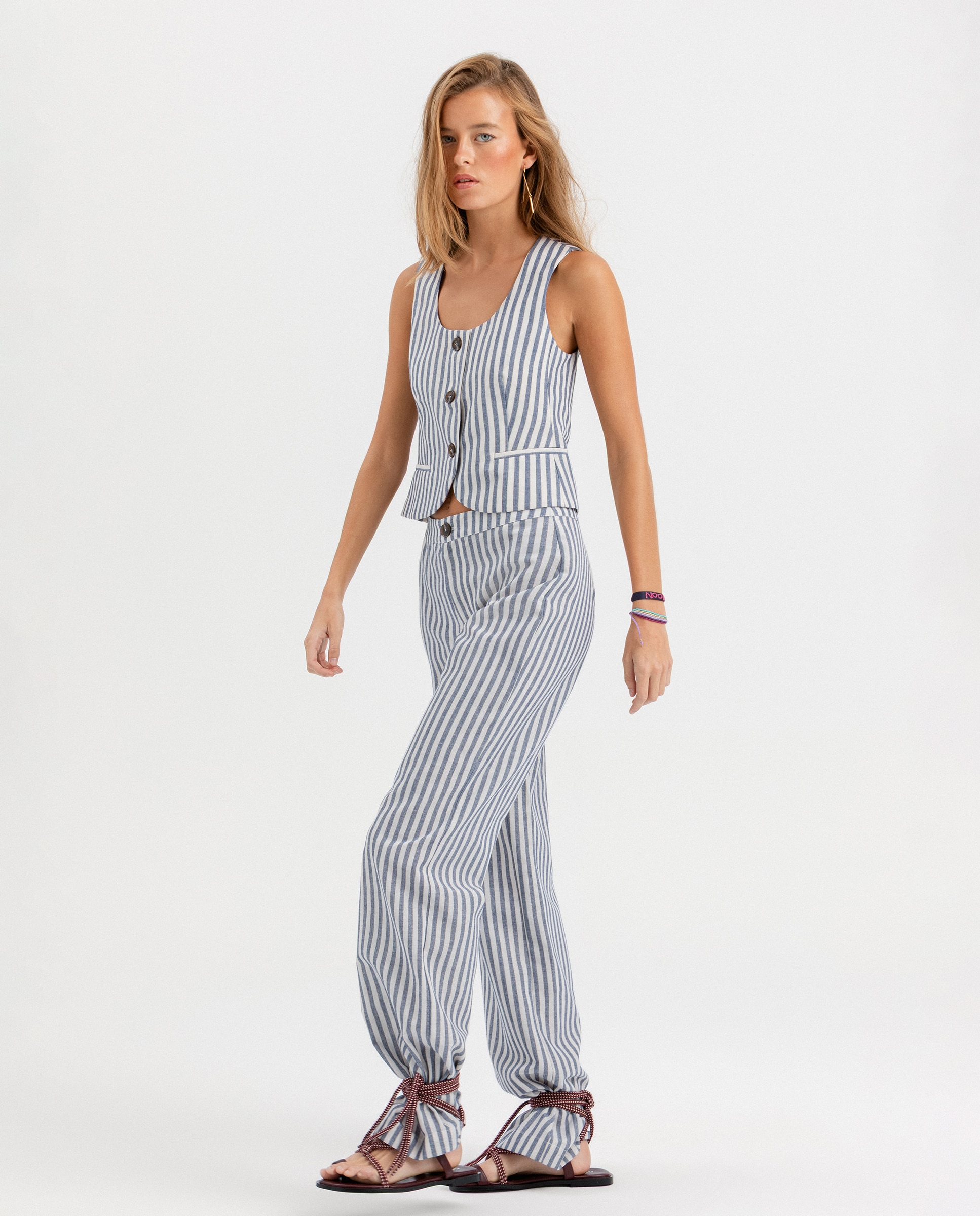 Pantalón recto de mujer de vestir - Noon - Azul claro Azul claro-3