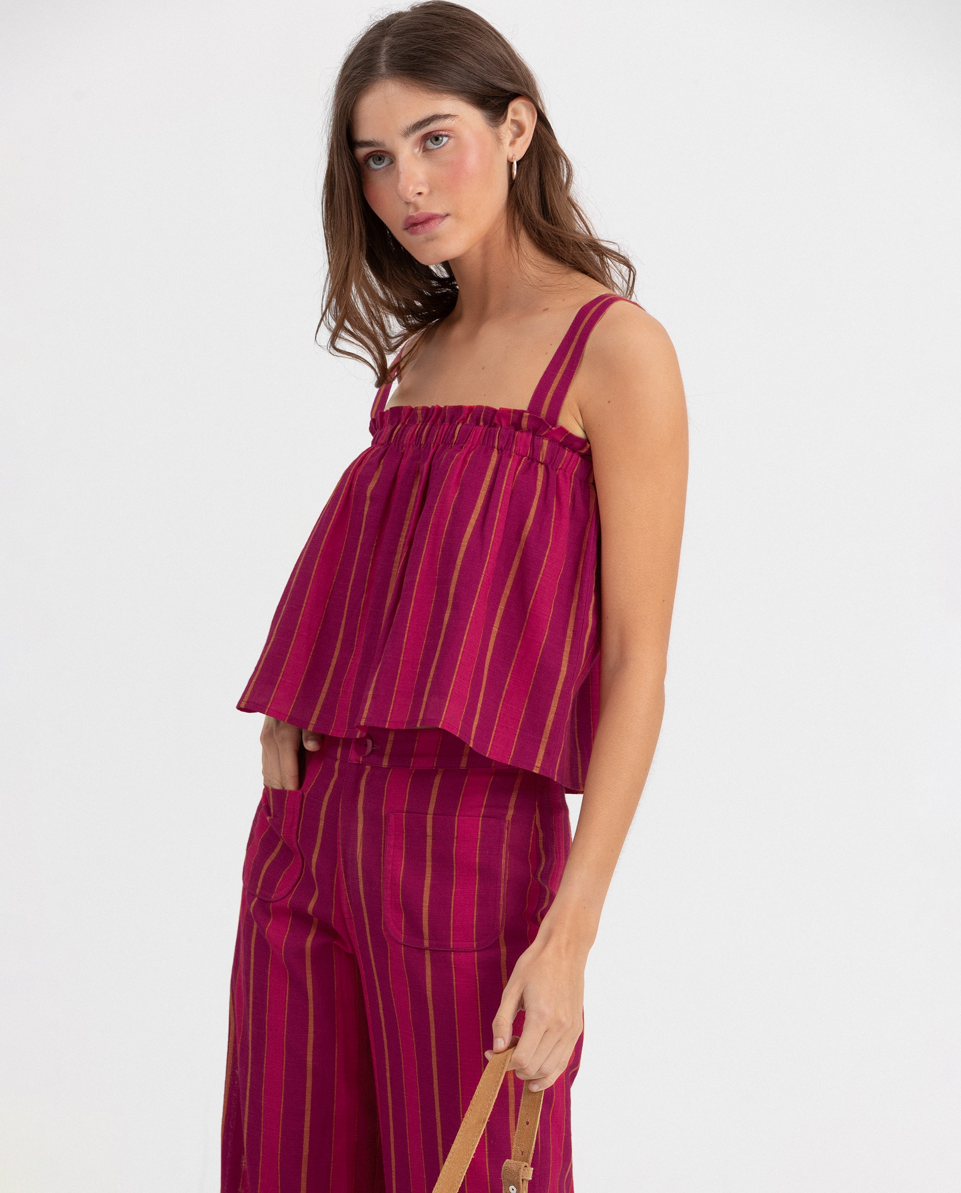 Noon - Top de mujer de tirantes con rayas.