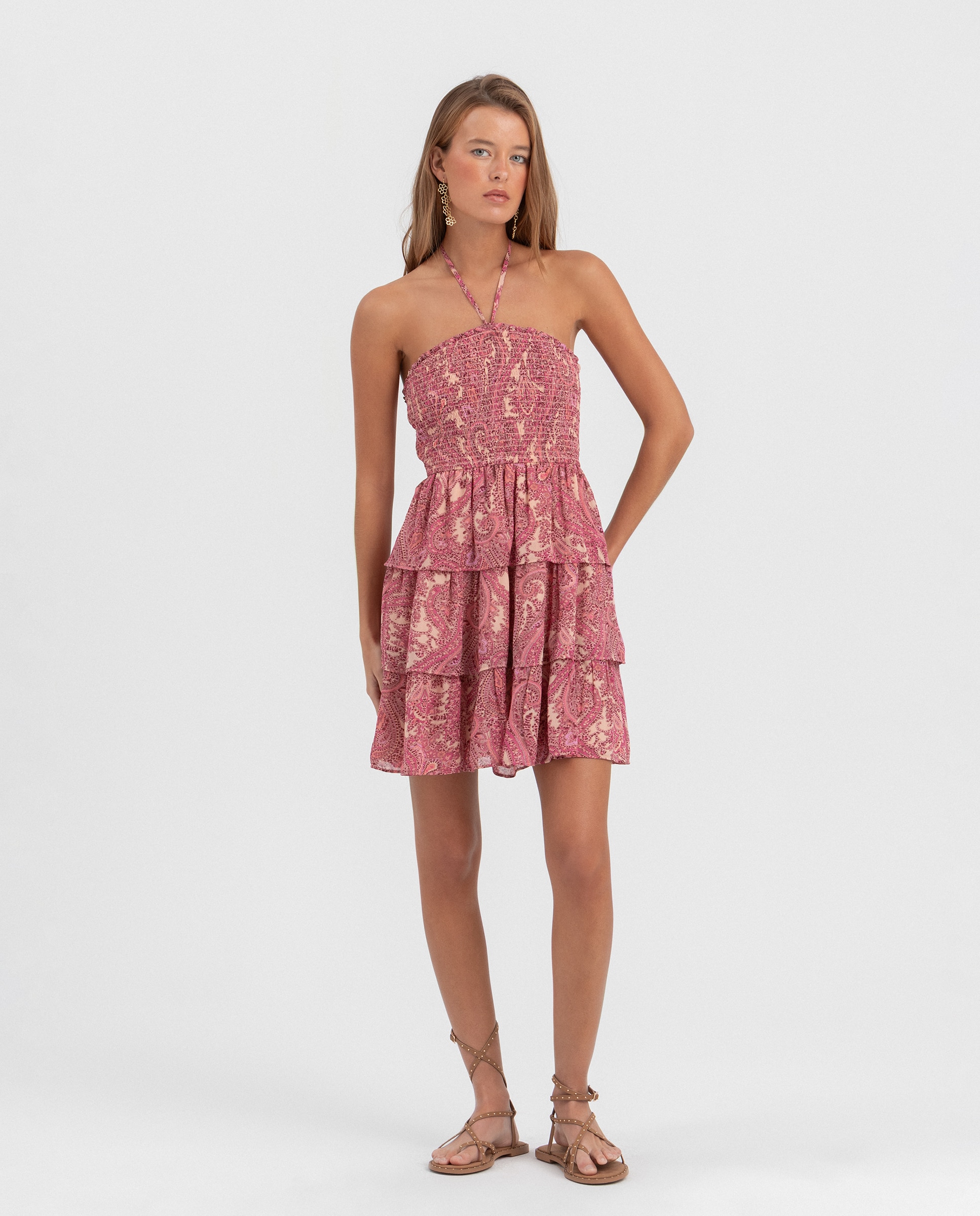 Noon - Vestido mini estampado con volantes.
