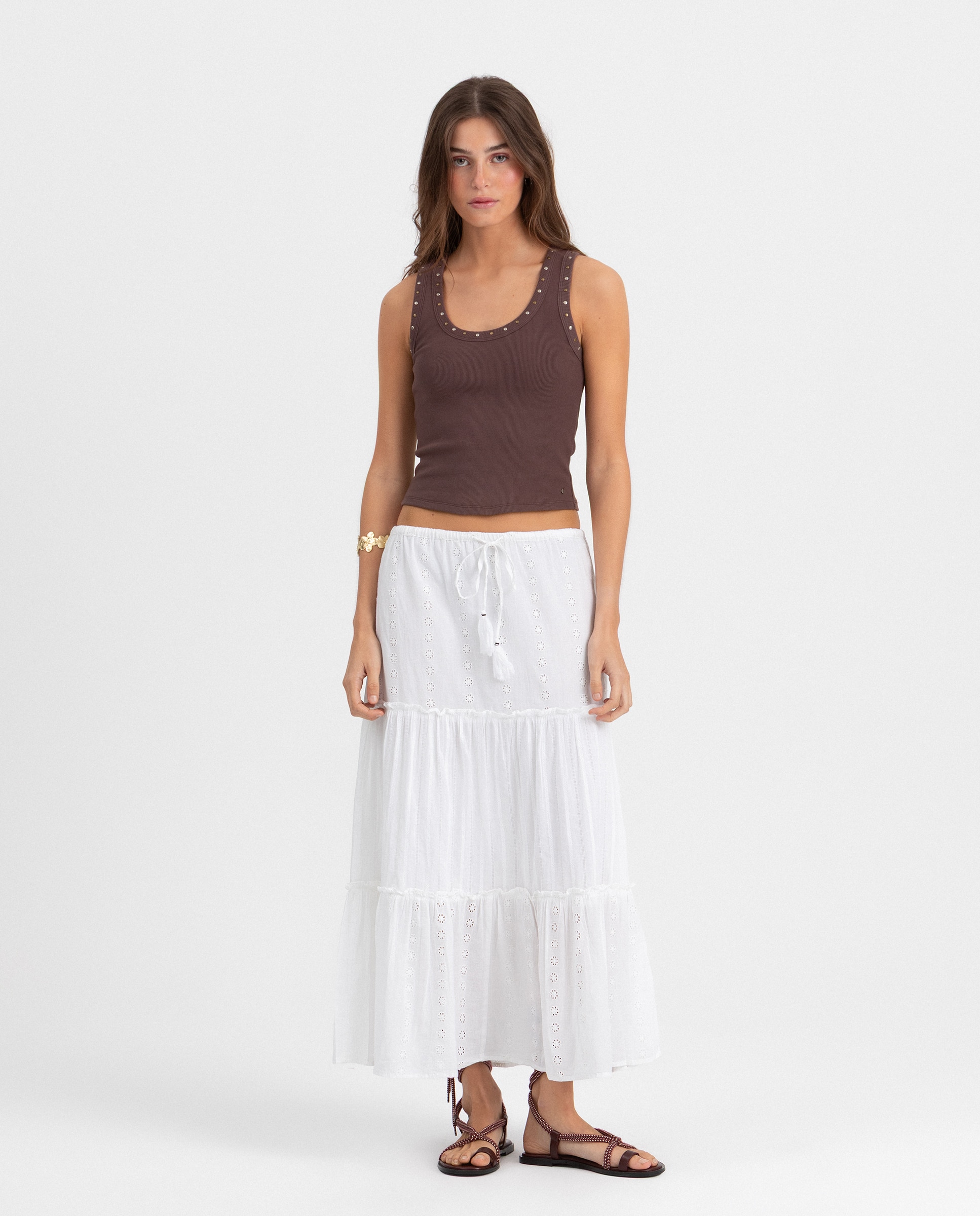 Noon - Falda midi de mujer con paneles.