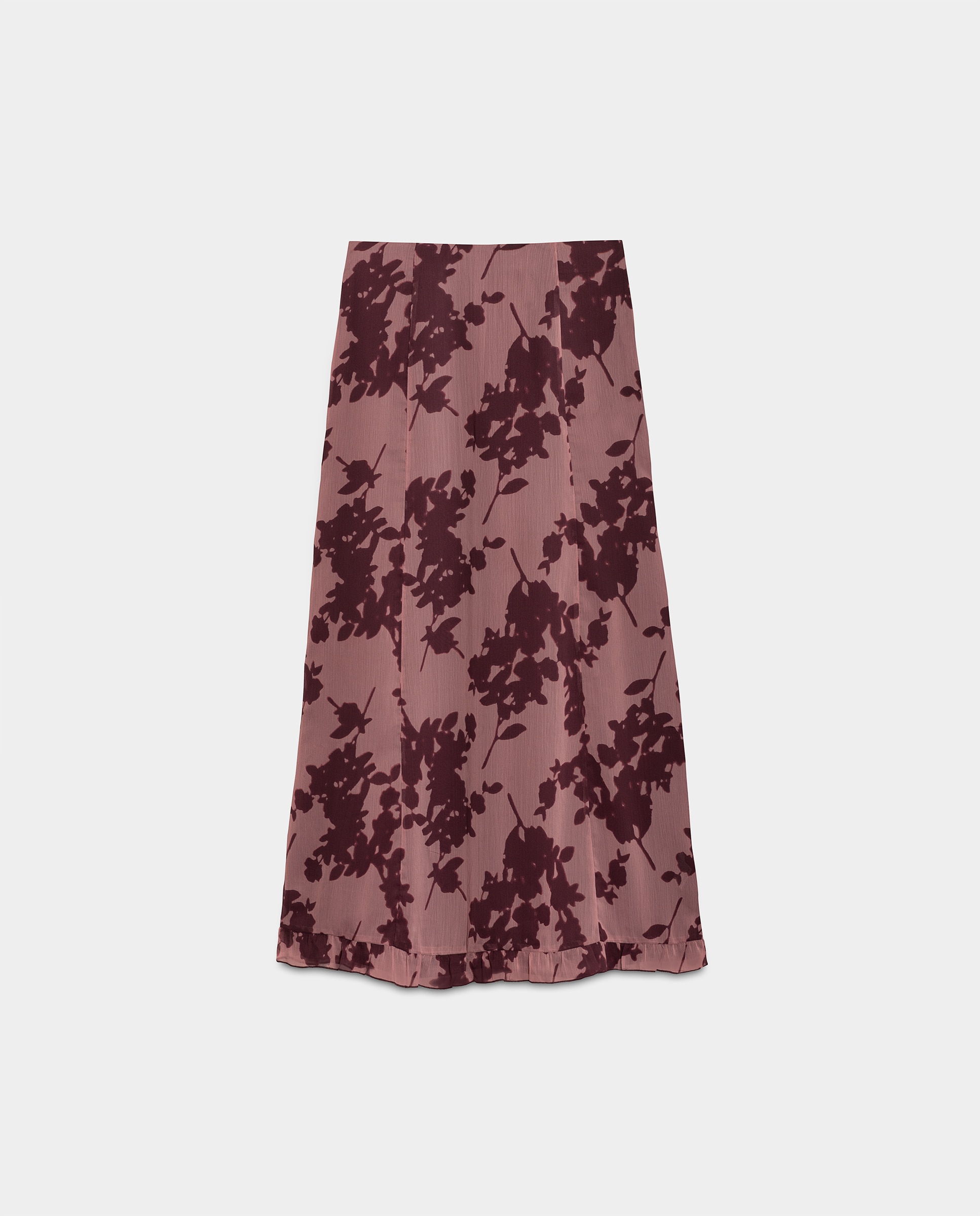 Falda midi estampada con volantes - Noon - Burdeos Burdeos-4