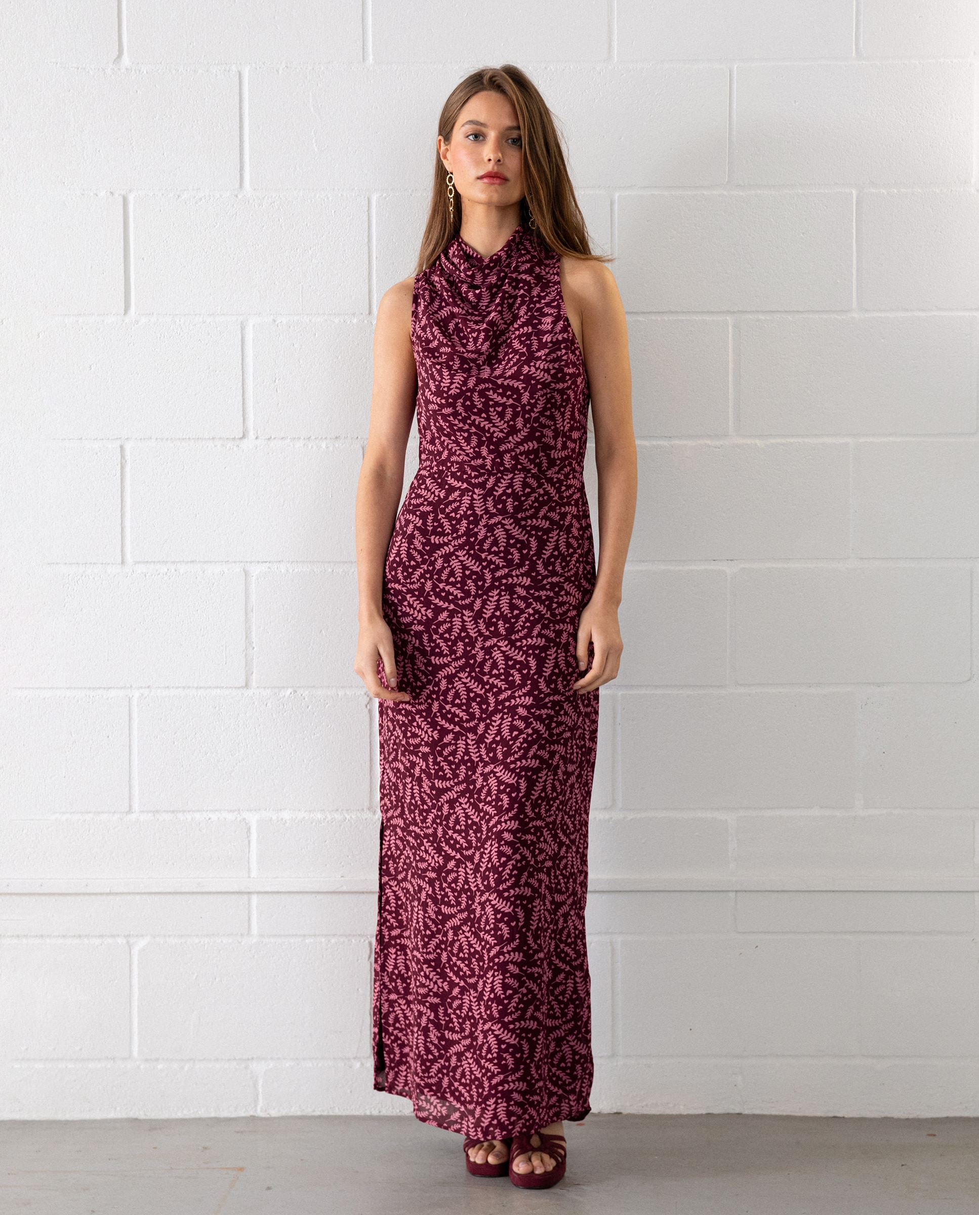 Noon - Vestido midi sin mangas con abertura lateral.