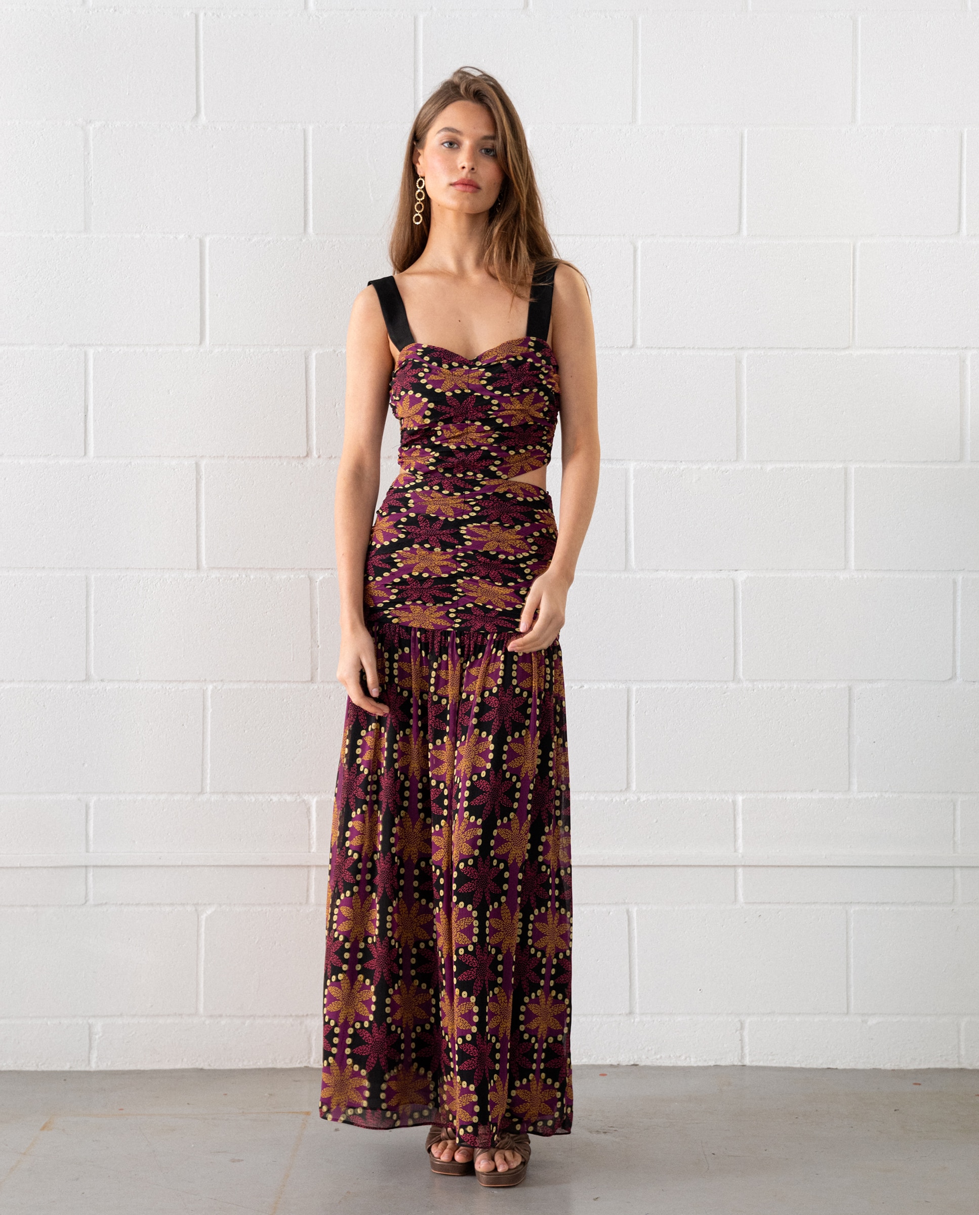 Noon - Vestido midi cut out estampado.