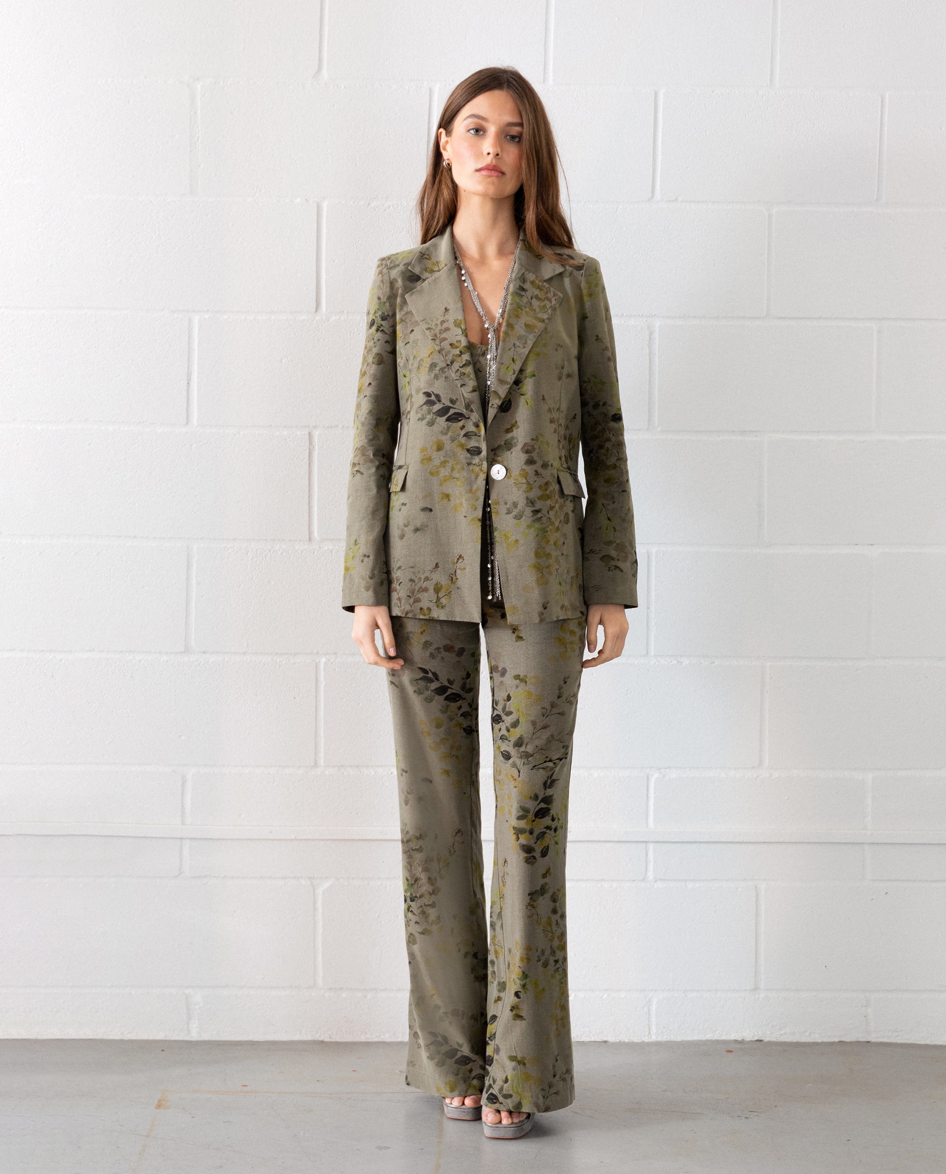 Noon - Blazer de mujer con cuello solapa y estampado.