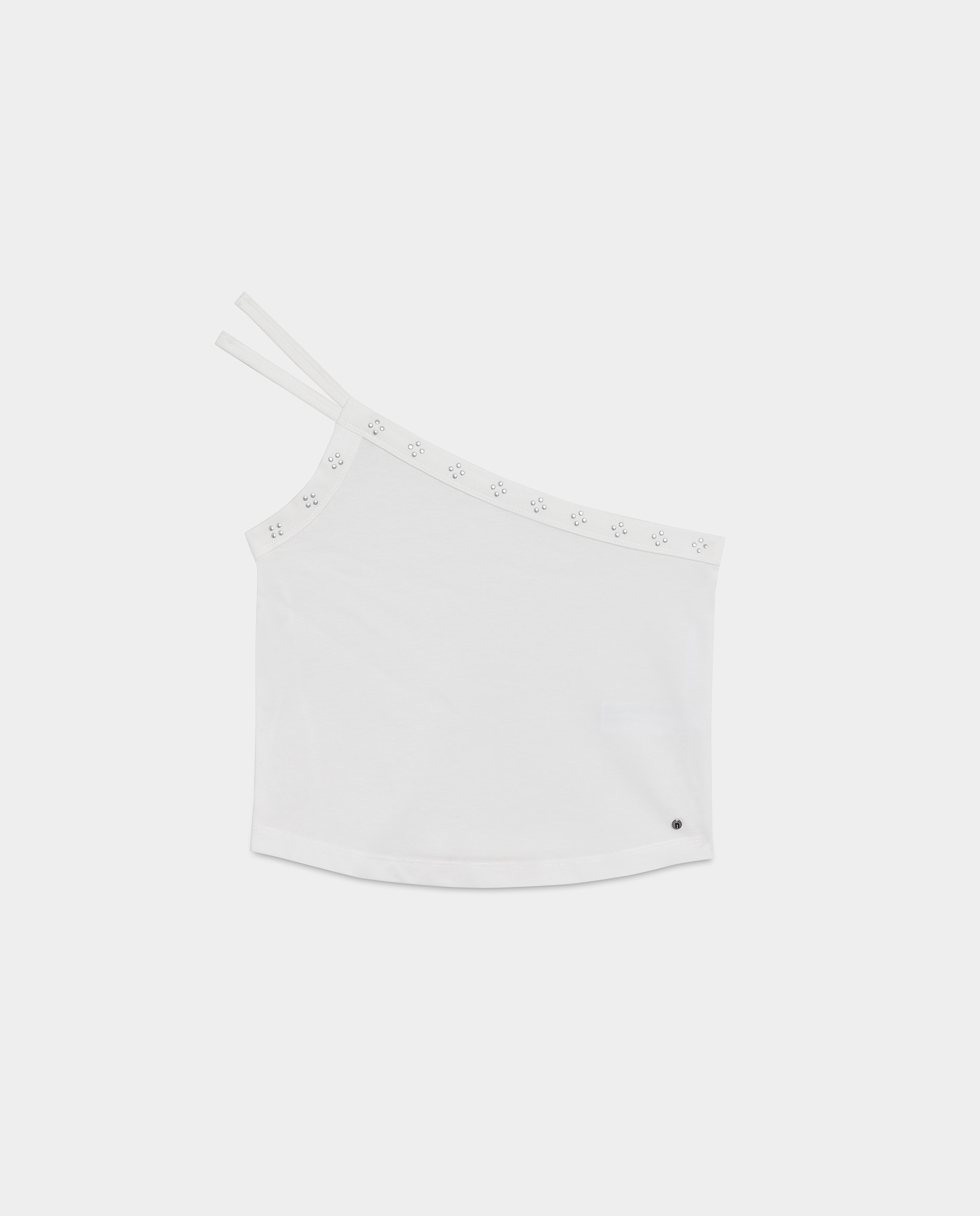 Top de mujer asimetrico con tachuelas - Noon - Blanco Blanco-5