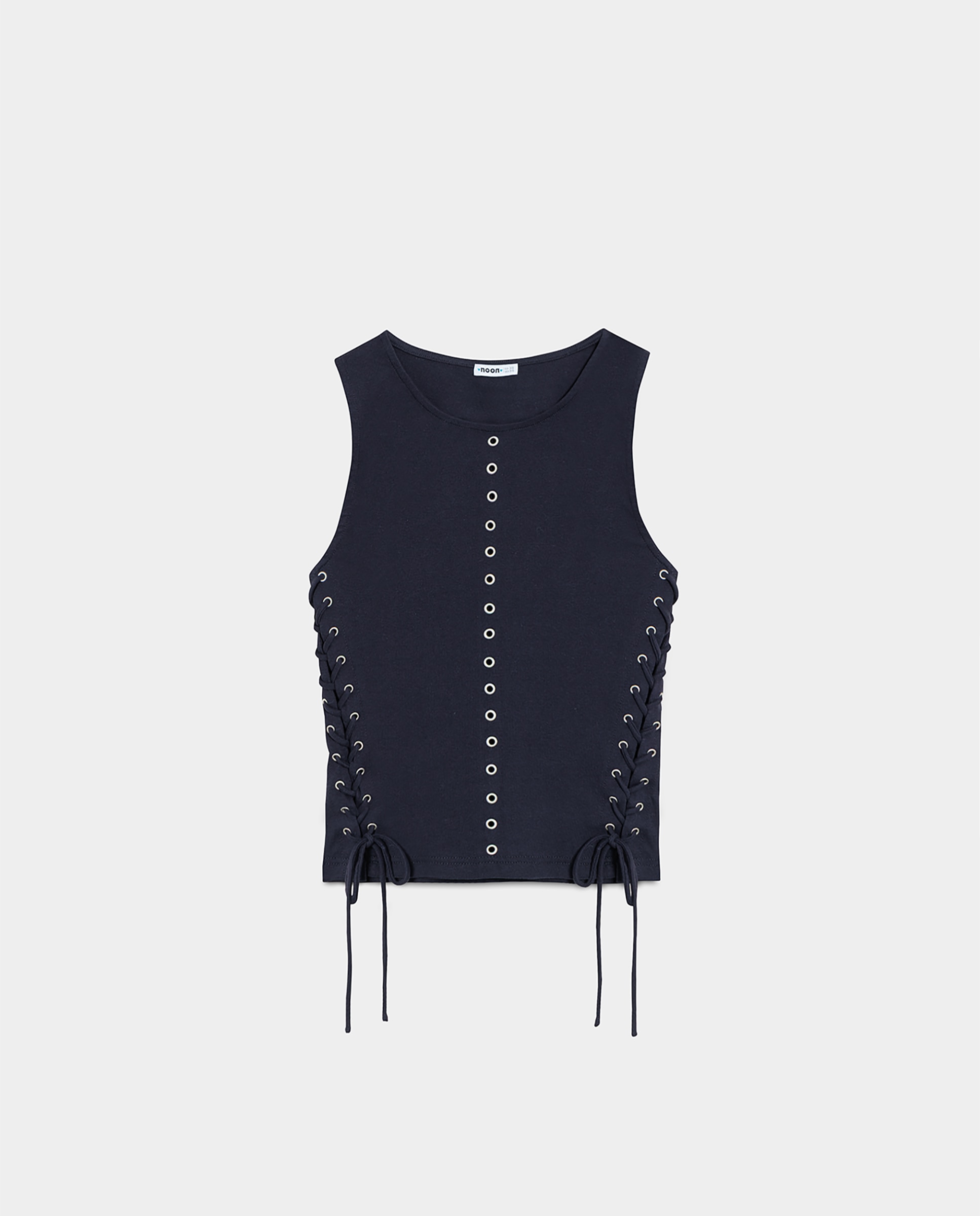 Top eyelets de mujer con lazada - Noon - Azul Azul-5