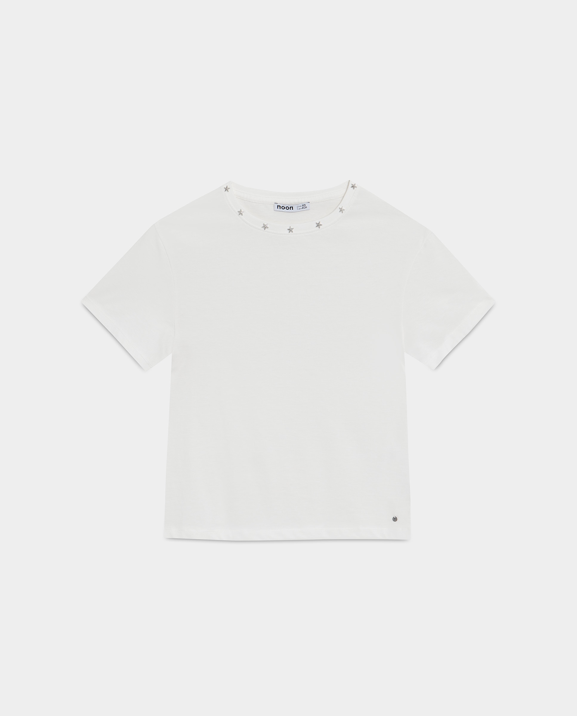 Camiseta manga corta de mujer con estrellas tachas - Noon - Blanco Blanco-5