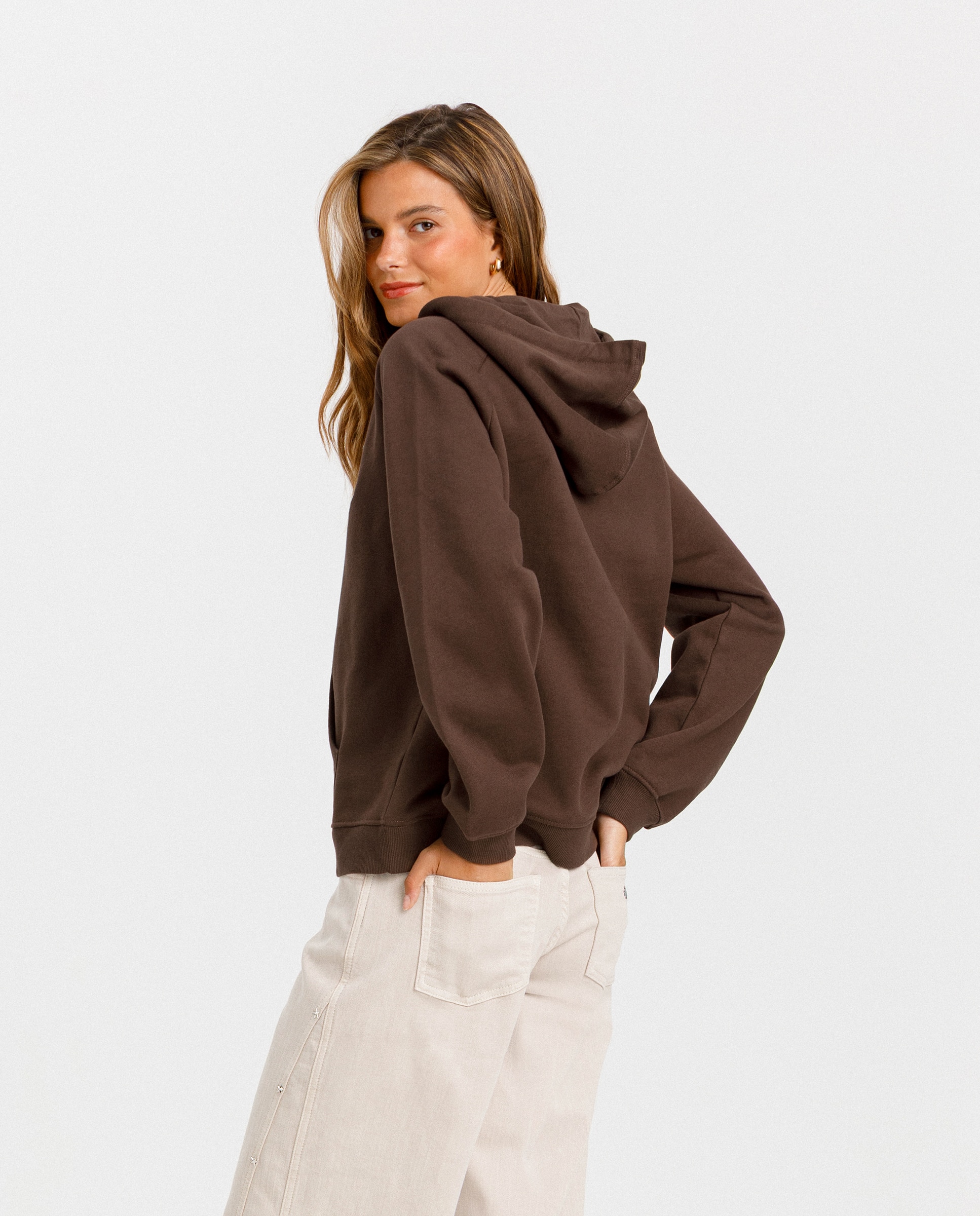 Sudadera de mujer con capucha y logo - Noon - Marrón Marrón-2